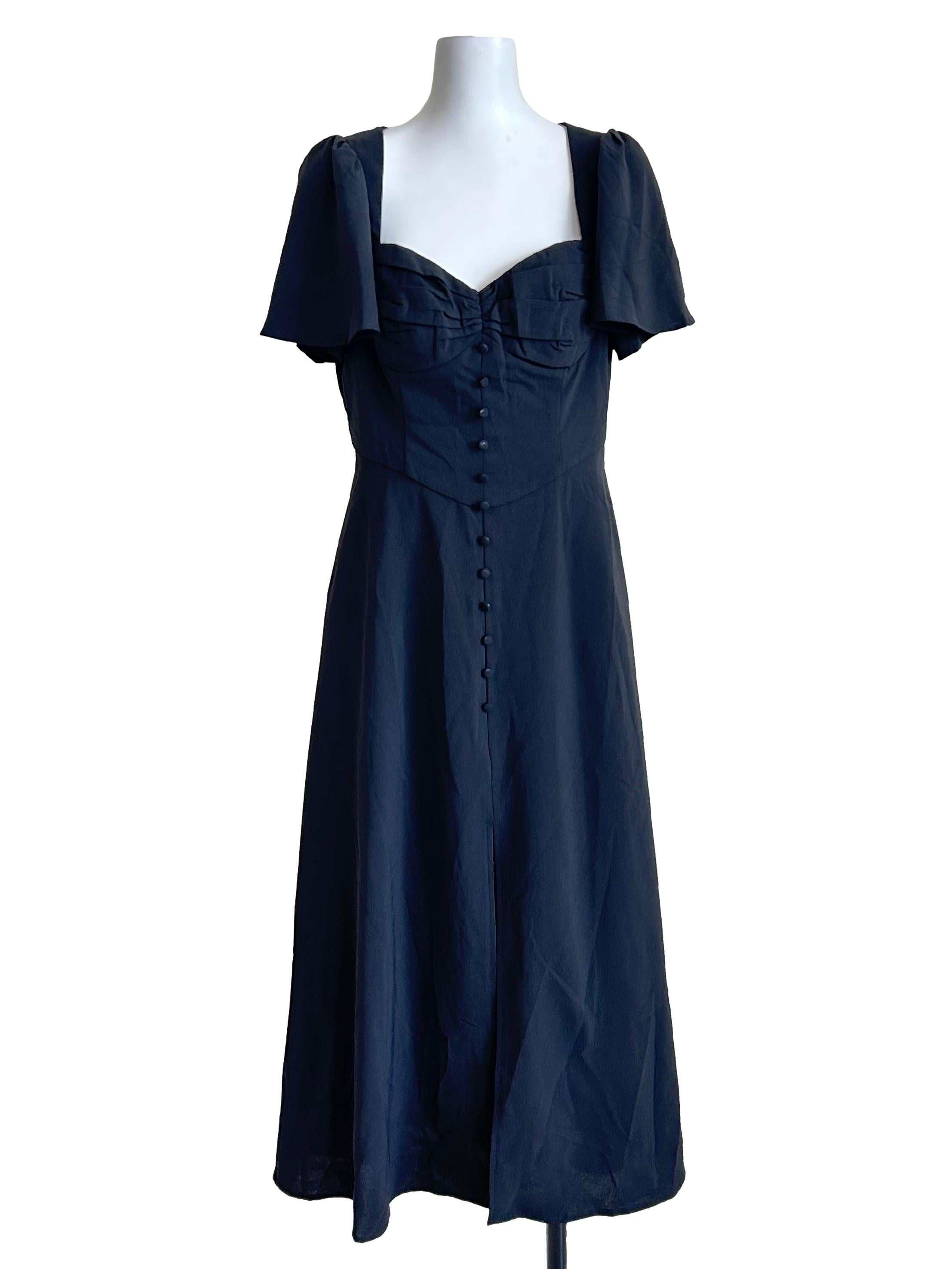 Black Button Corset Maxi Dress