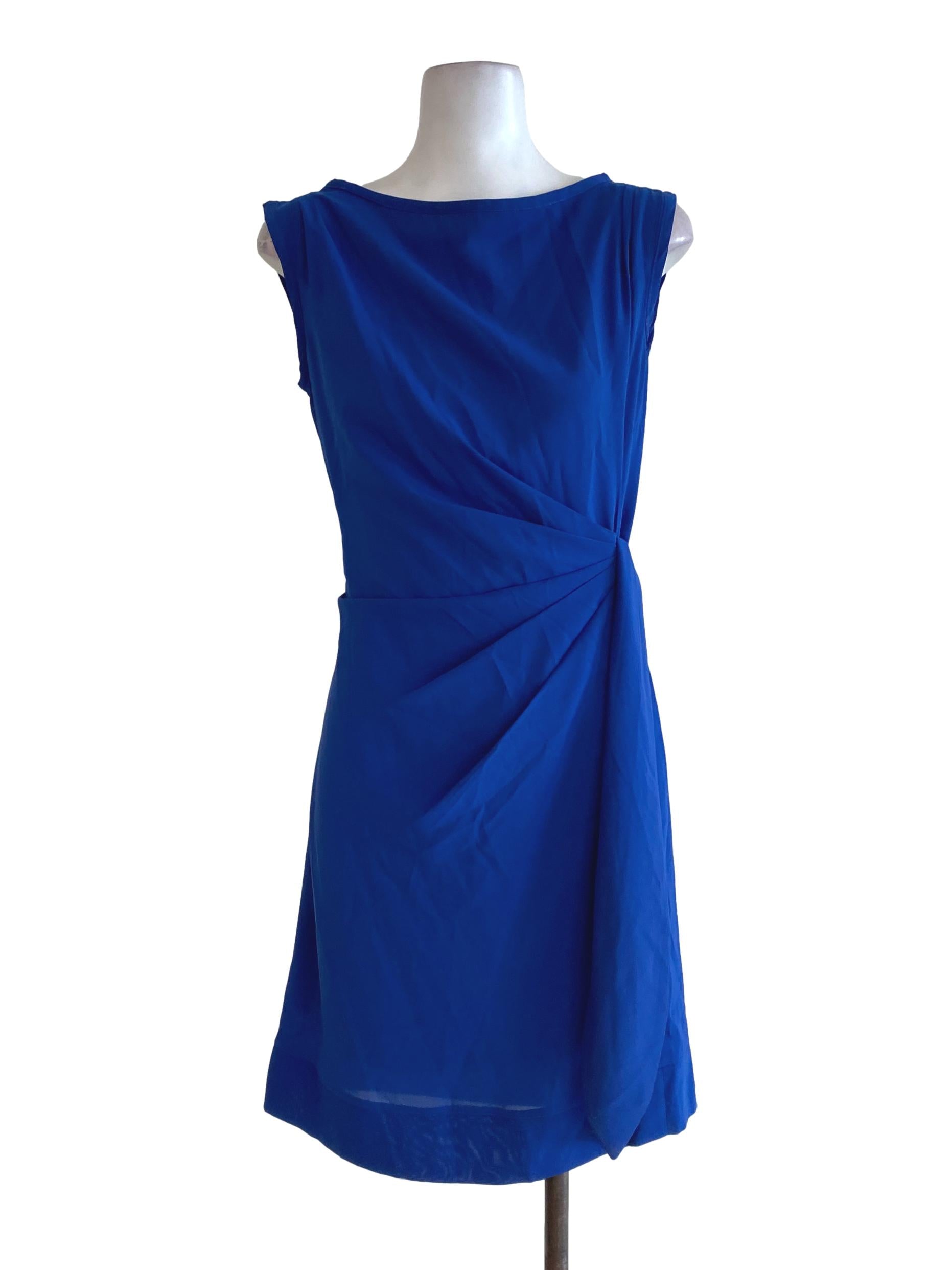 Blue Sabrina Neck Dress
