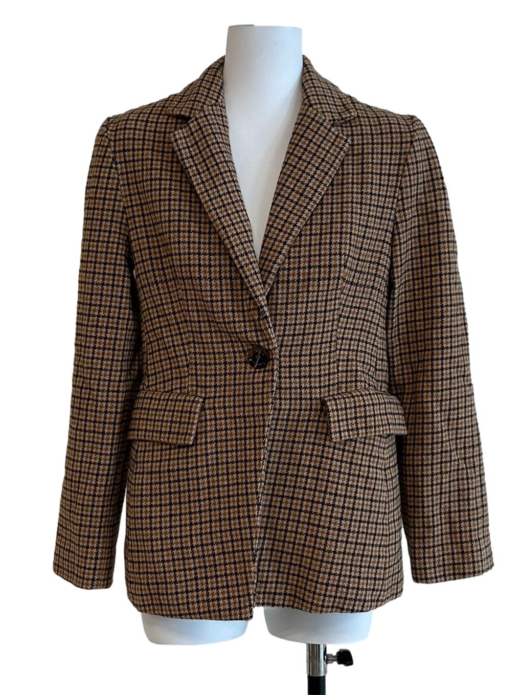 Tawny Brown Houndstooth Blazer