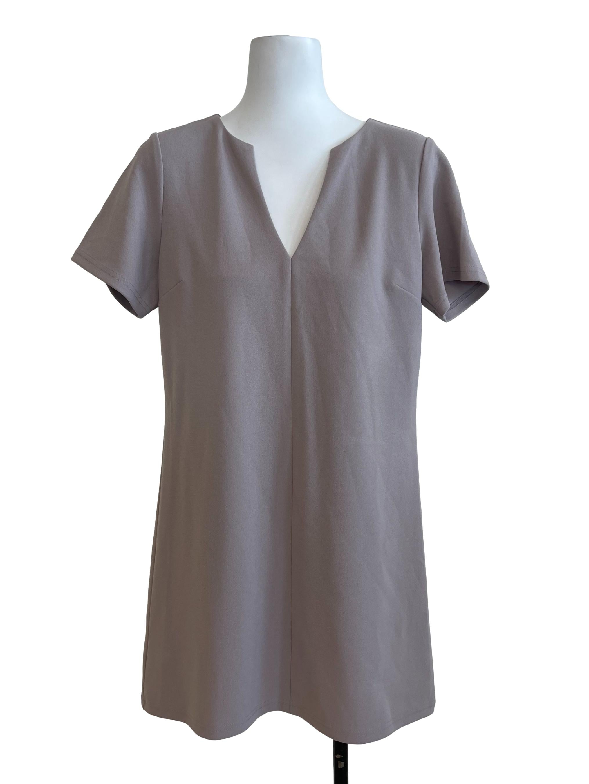 Grey V Neckline Dress