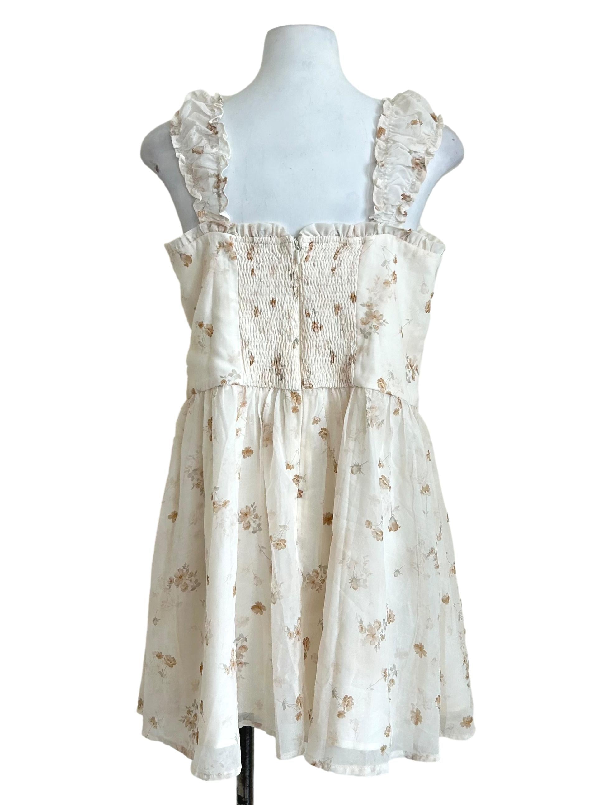White Floral Ruffle Corset Dress
