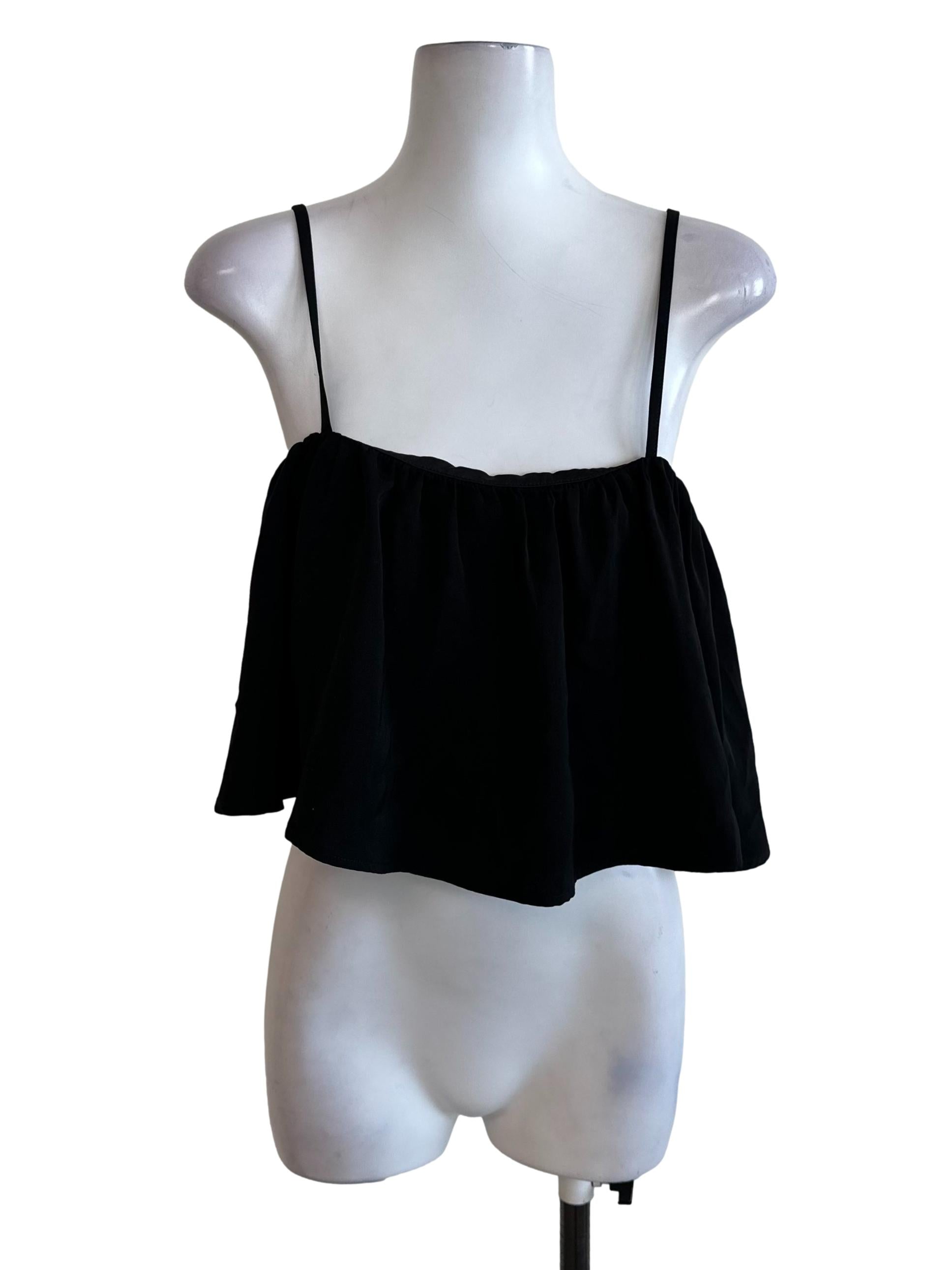 Rich Black Spaghetti Strap Babydoll Top