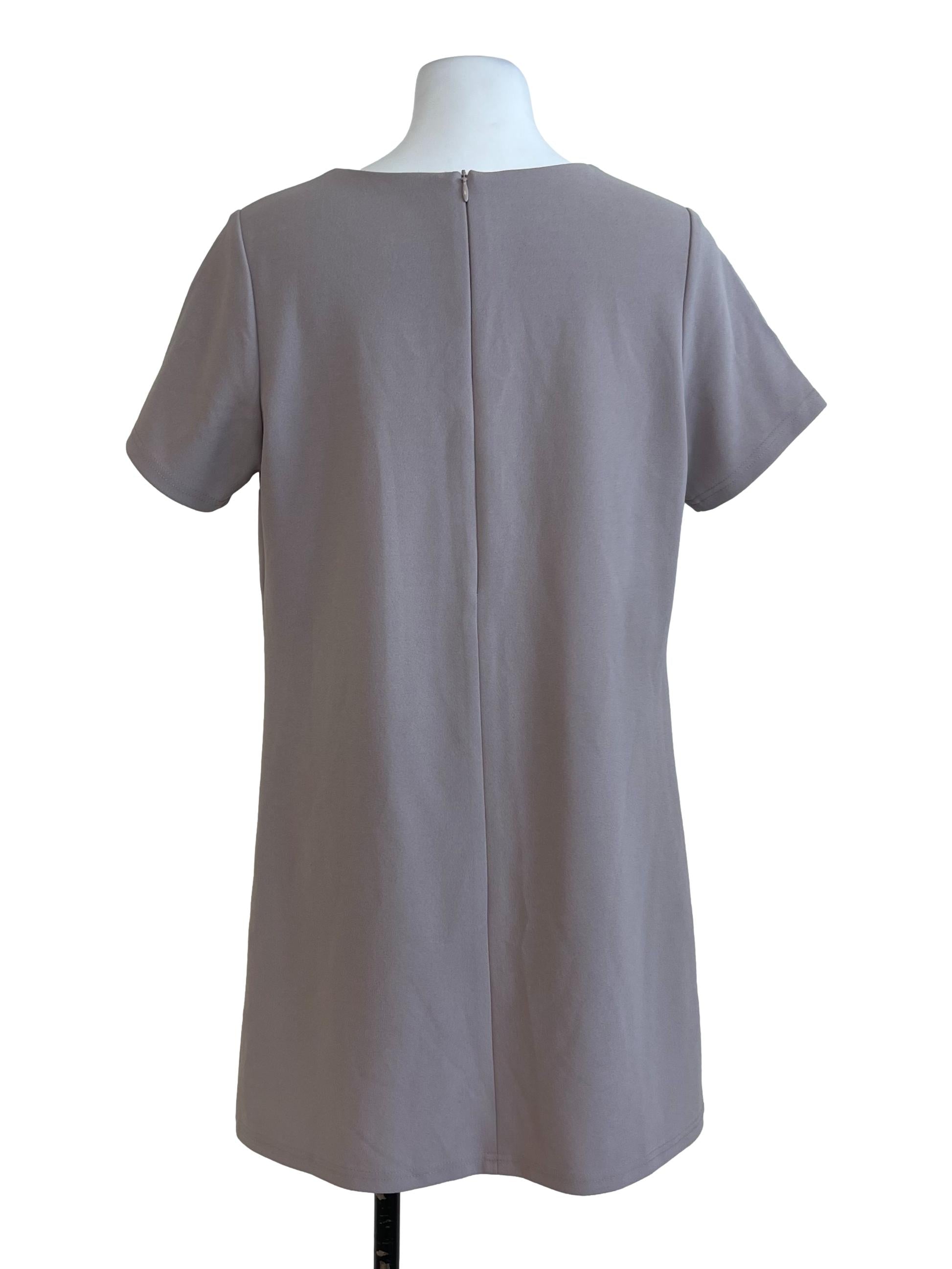 Grey V Neckline Dress