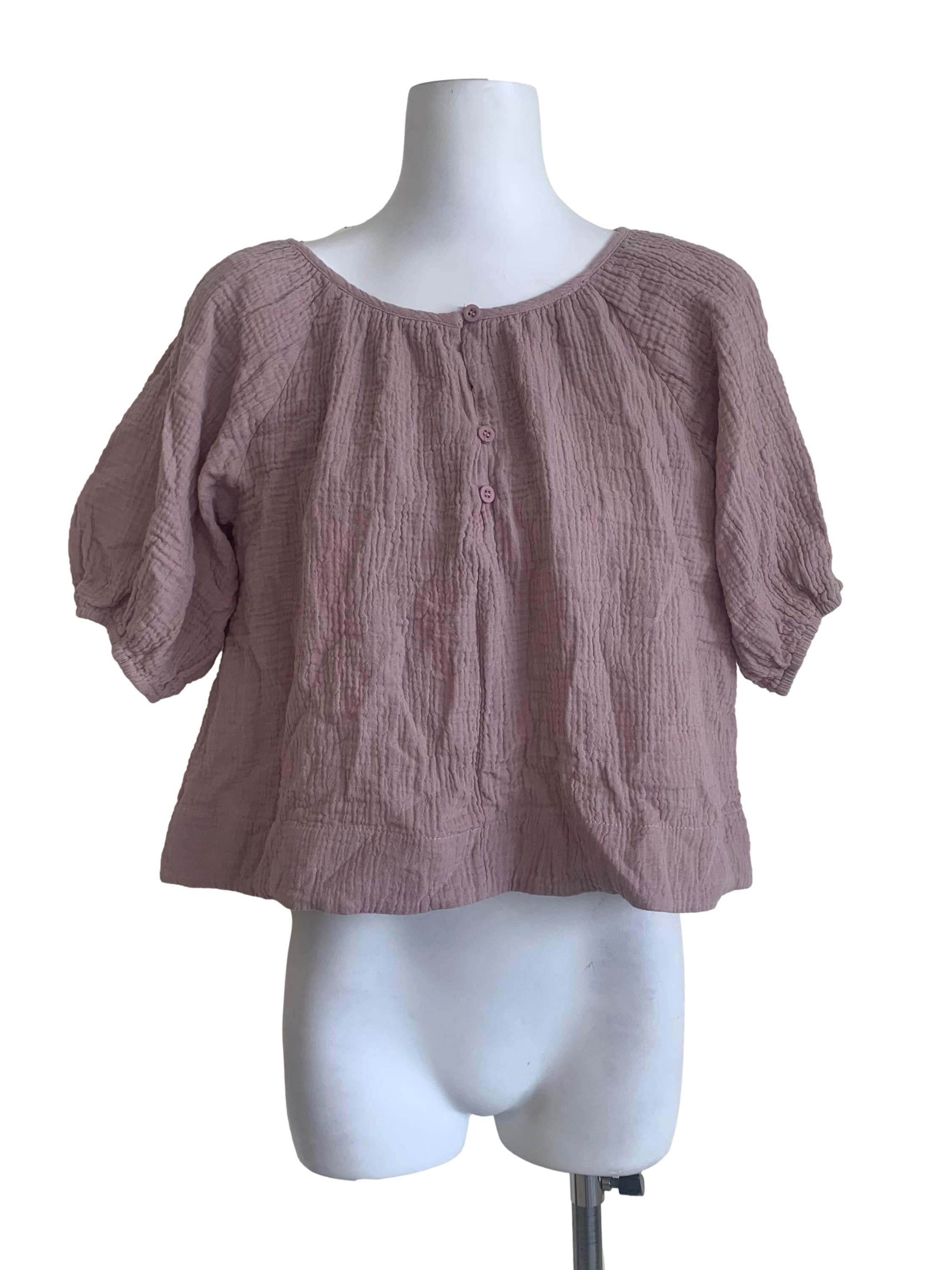 Mauve Purple Puff Sleeves Top