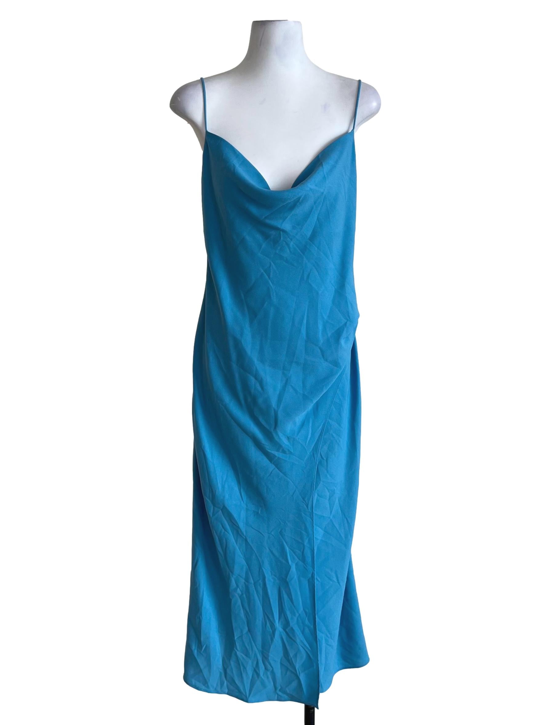 Cerulean Blue Spaghetti Strap Sheath Dress