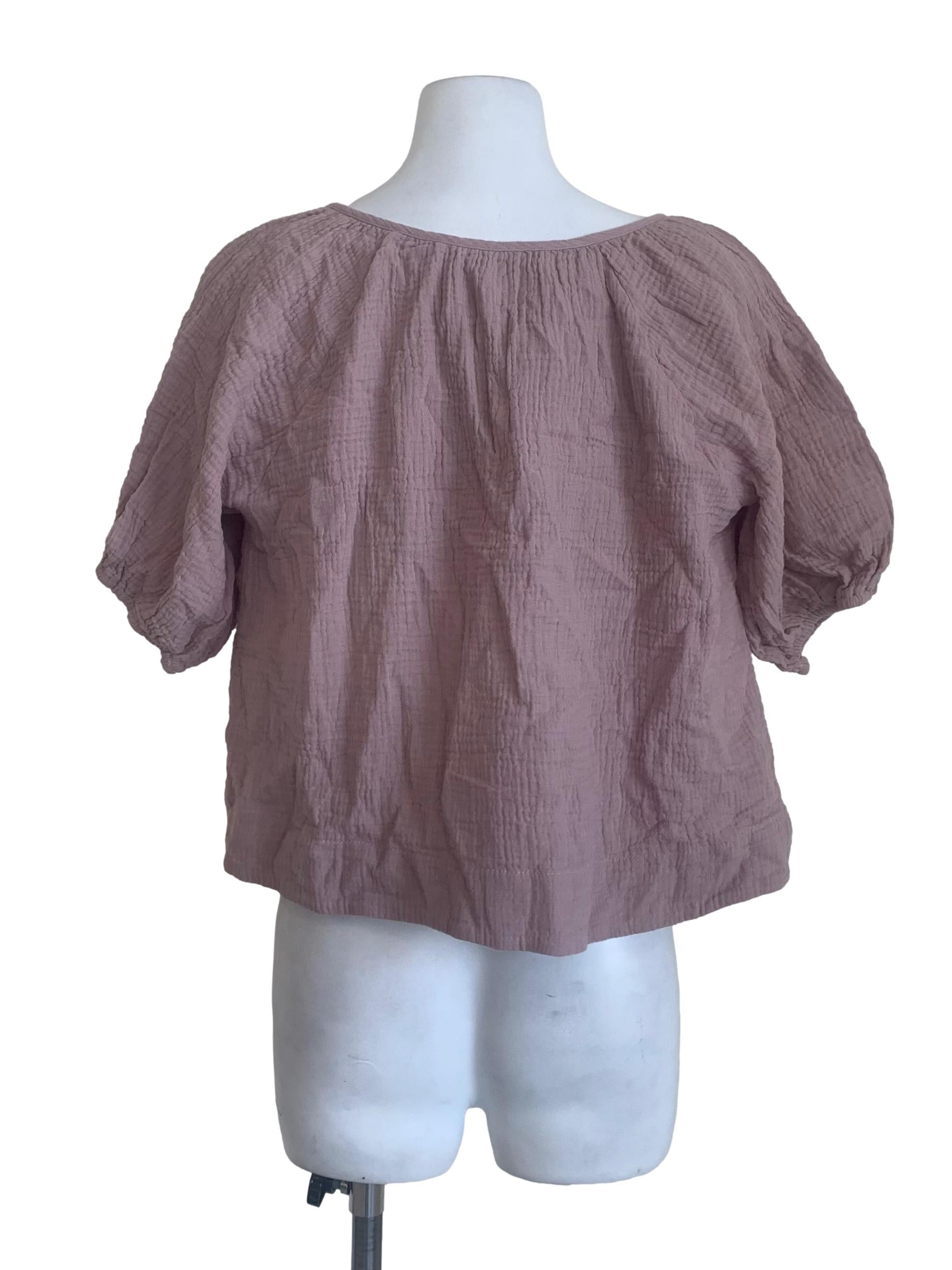 Mauve Purple Puff Sleeves Top