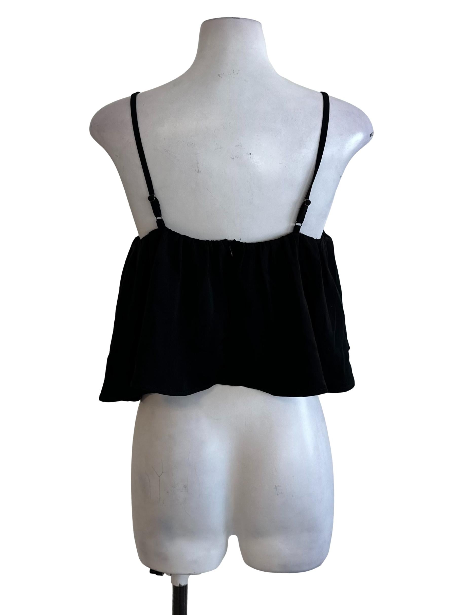 Rich Black Spaghetti Strap Babydoll Top