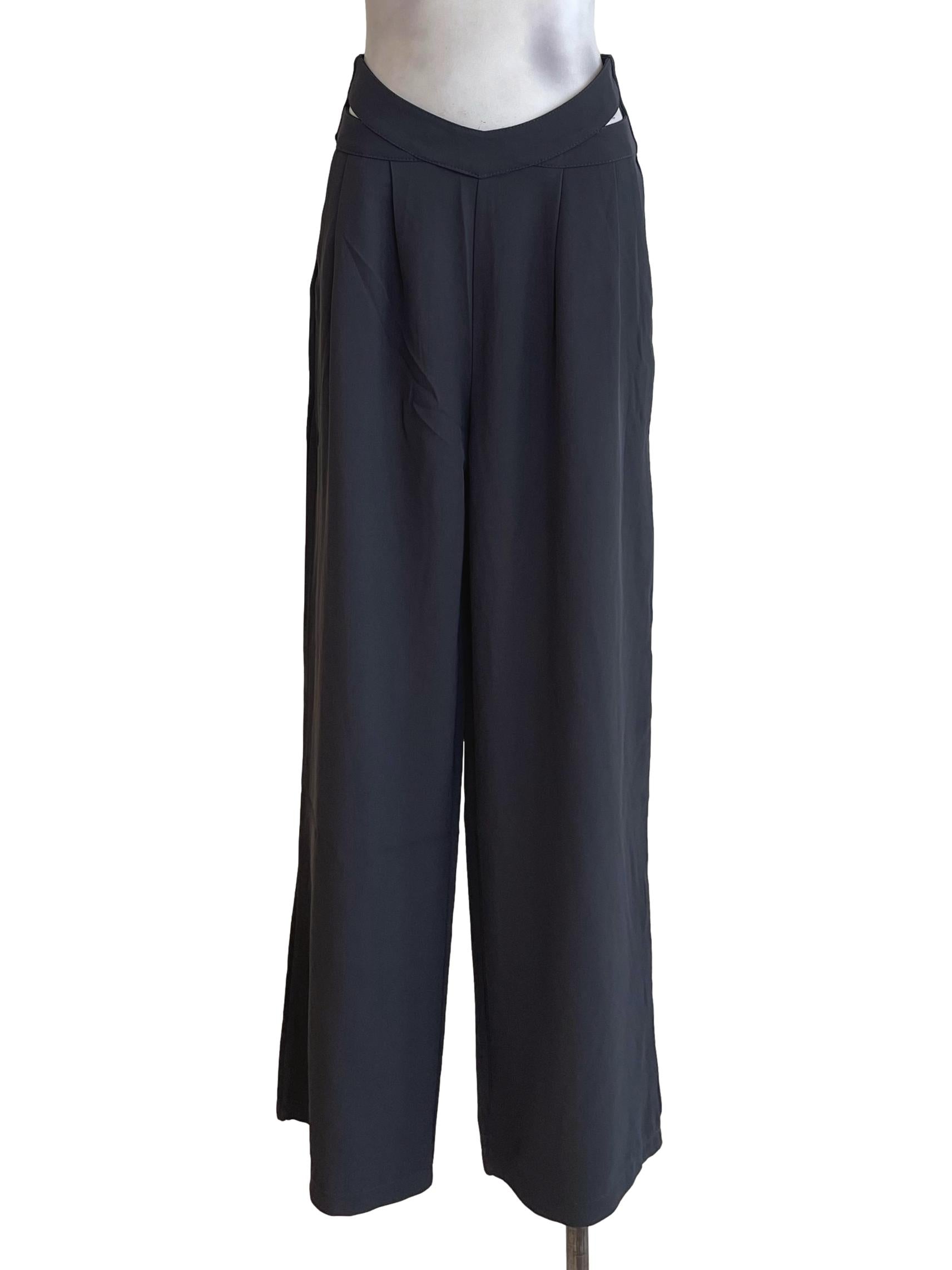 Ash Grey High Waist Palazzo Pants
