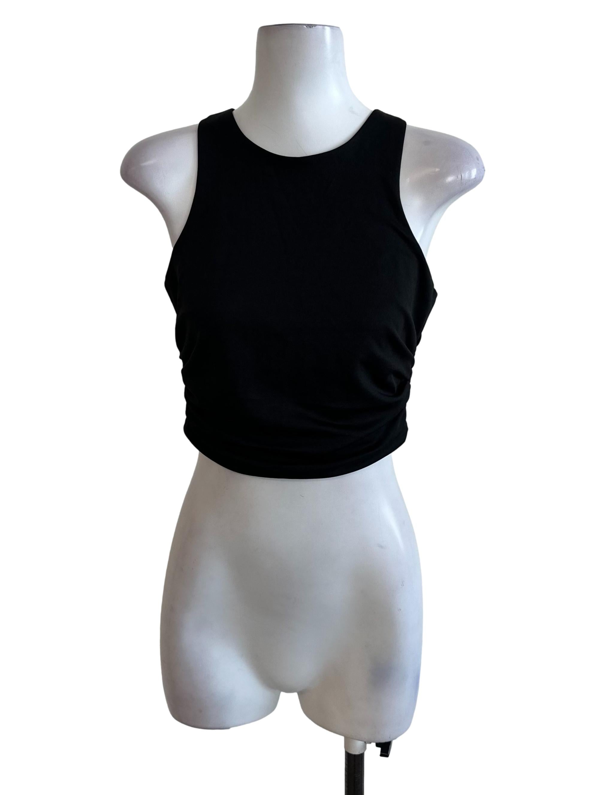 Raven Black Side Ruched Tank Top