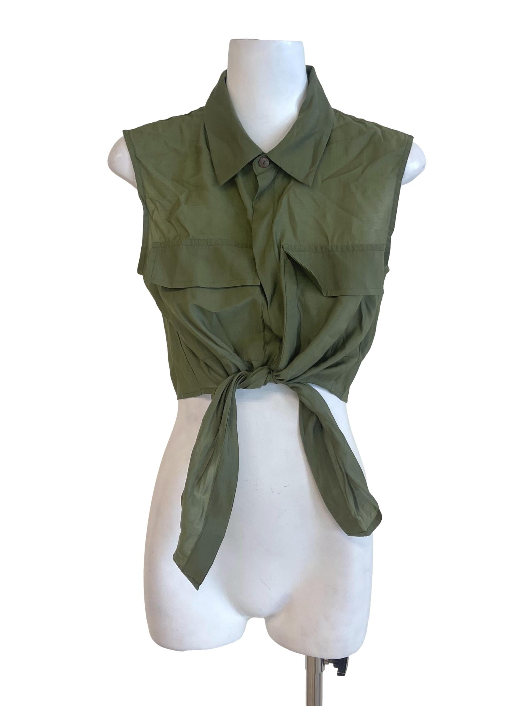 Crocodile Green Sleeveless Crop Shirt LB