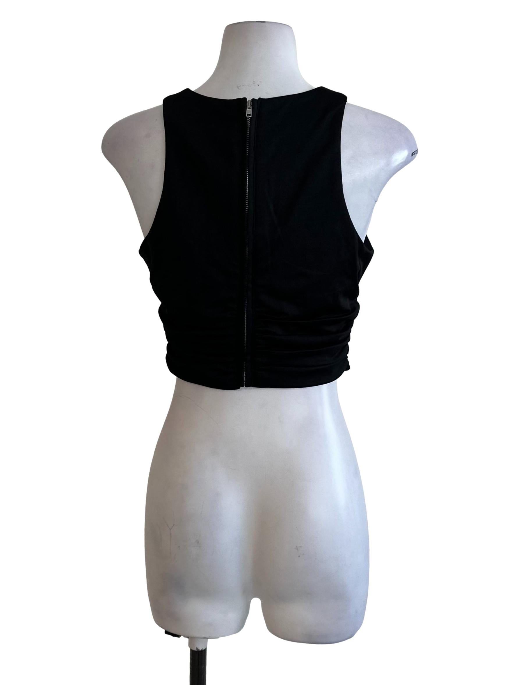 Raven Black Side Ruched Tank Top