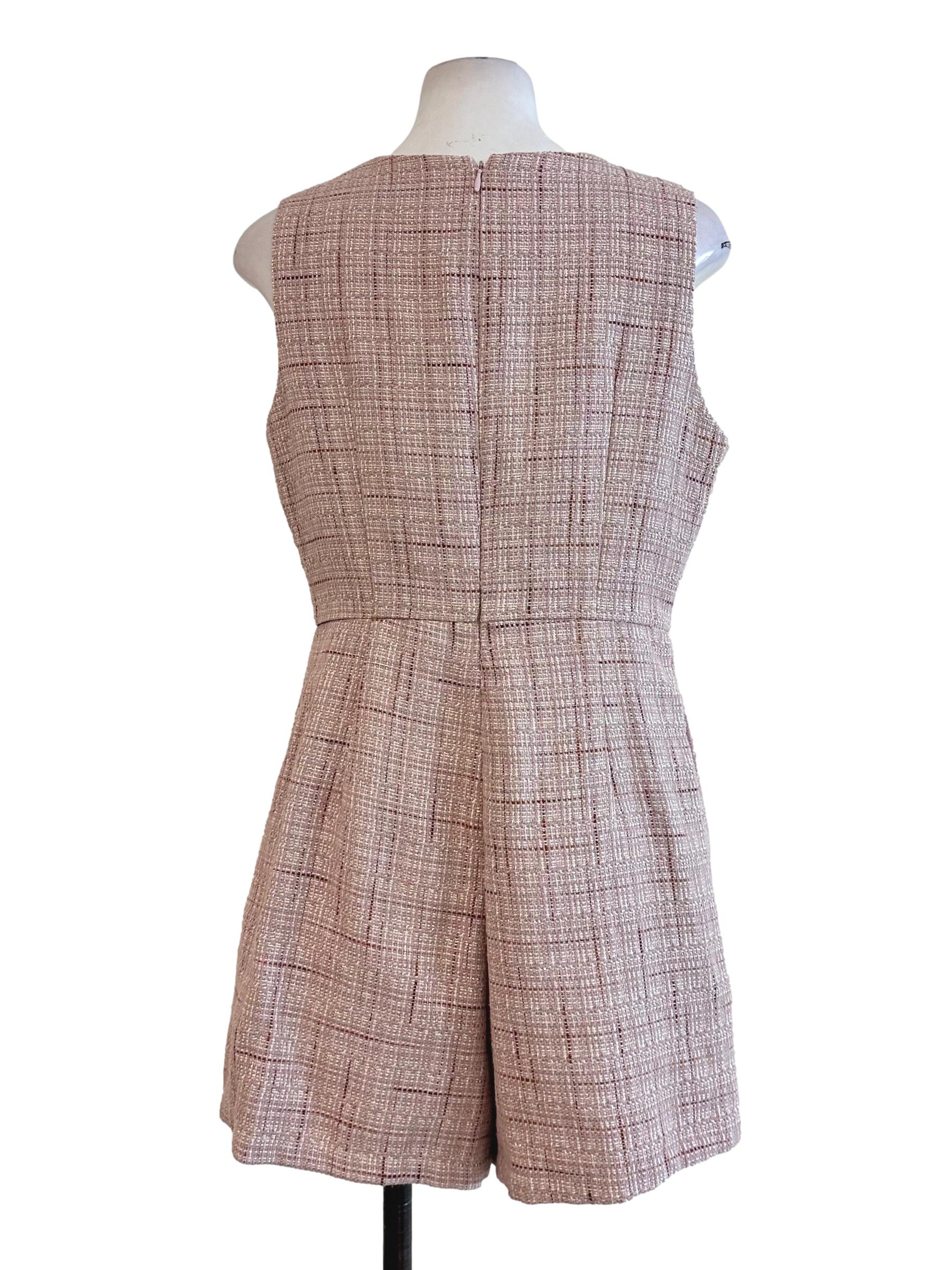 Blush Pink Tweed Pattern Romper