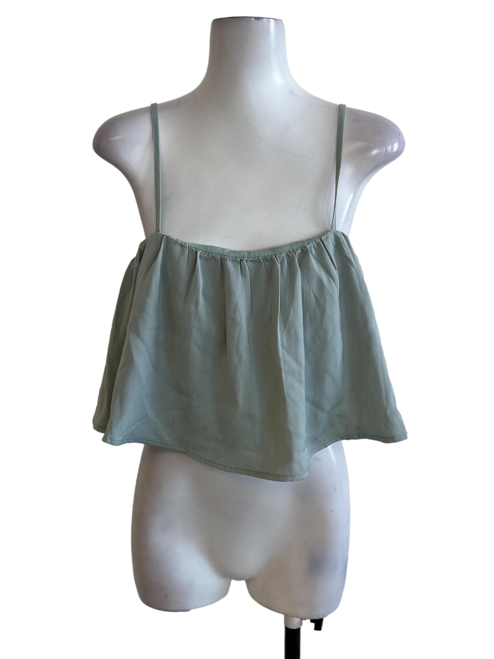 Dusty Green Spaghetti Strap Babydoll Top