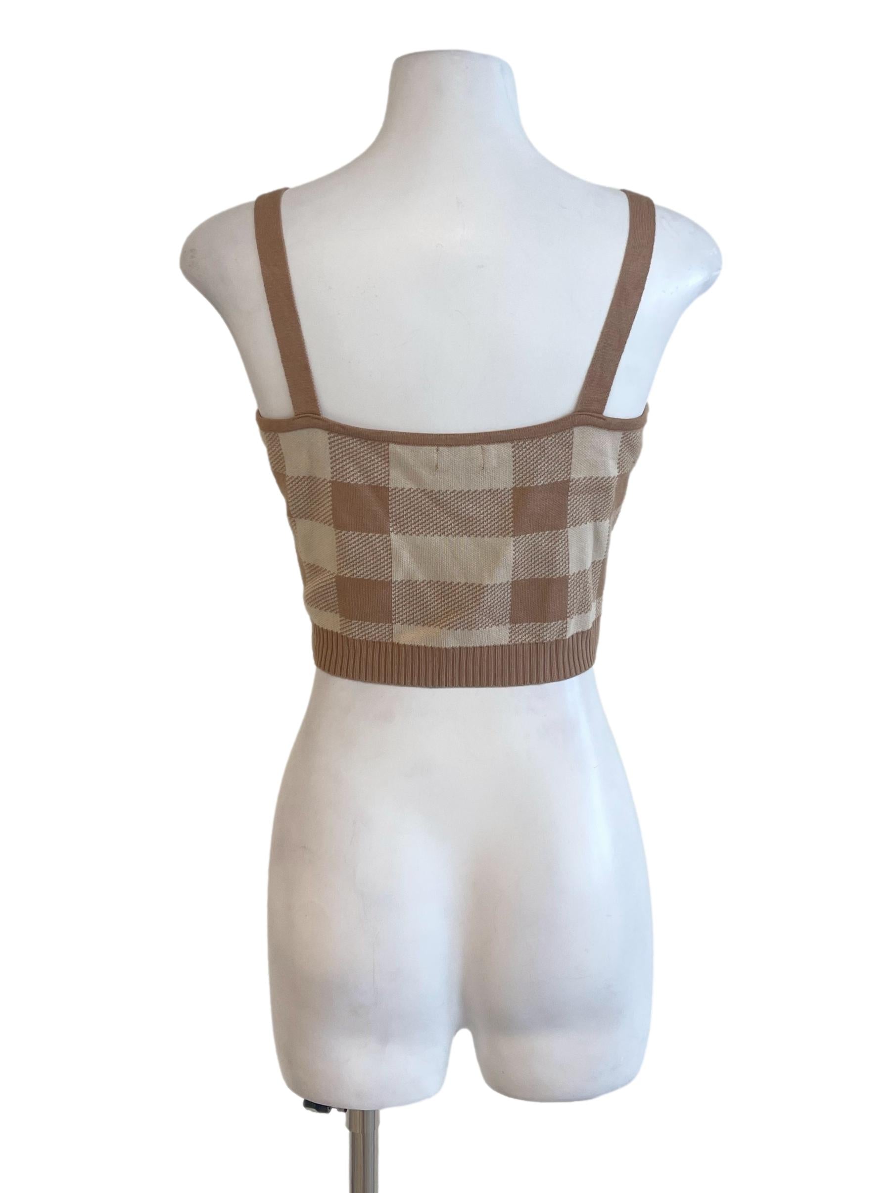 Sepia Plaid Strap Tank Top