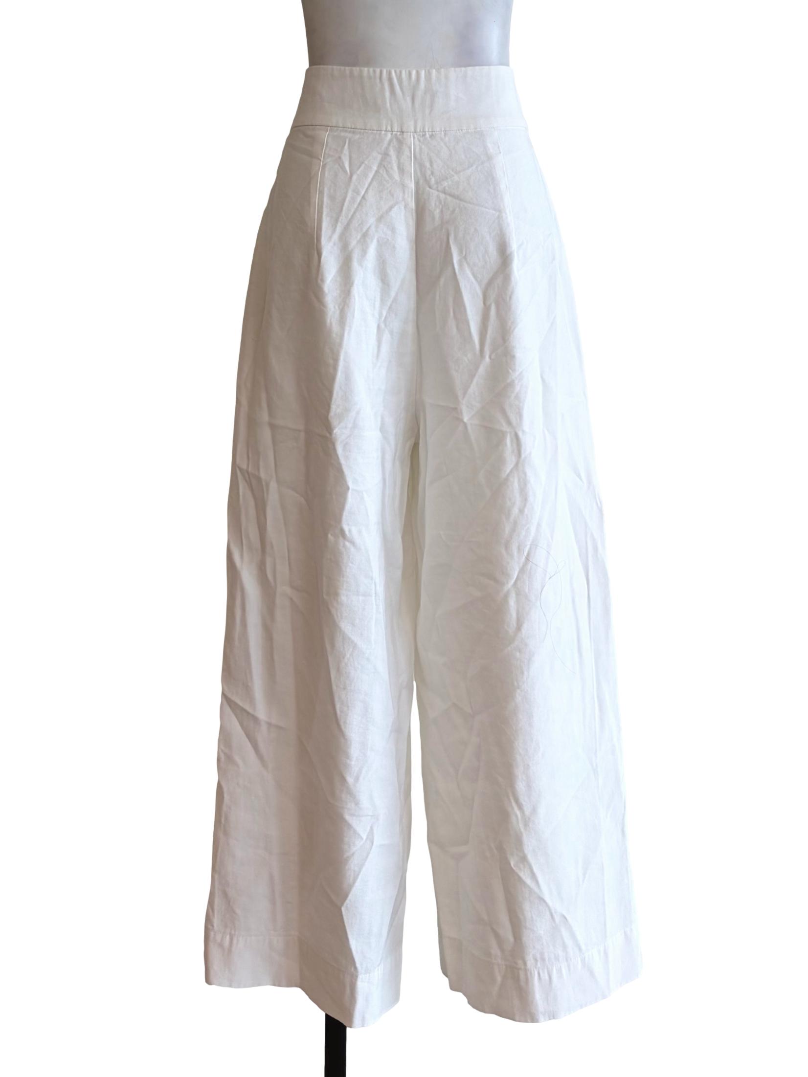 Daisy White Double Button Wide Leg Pants LB