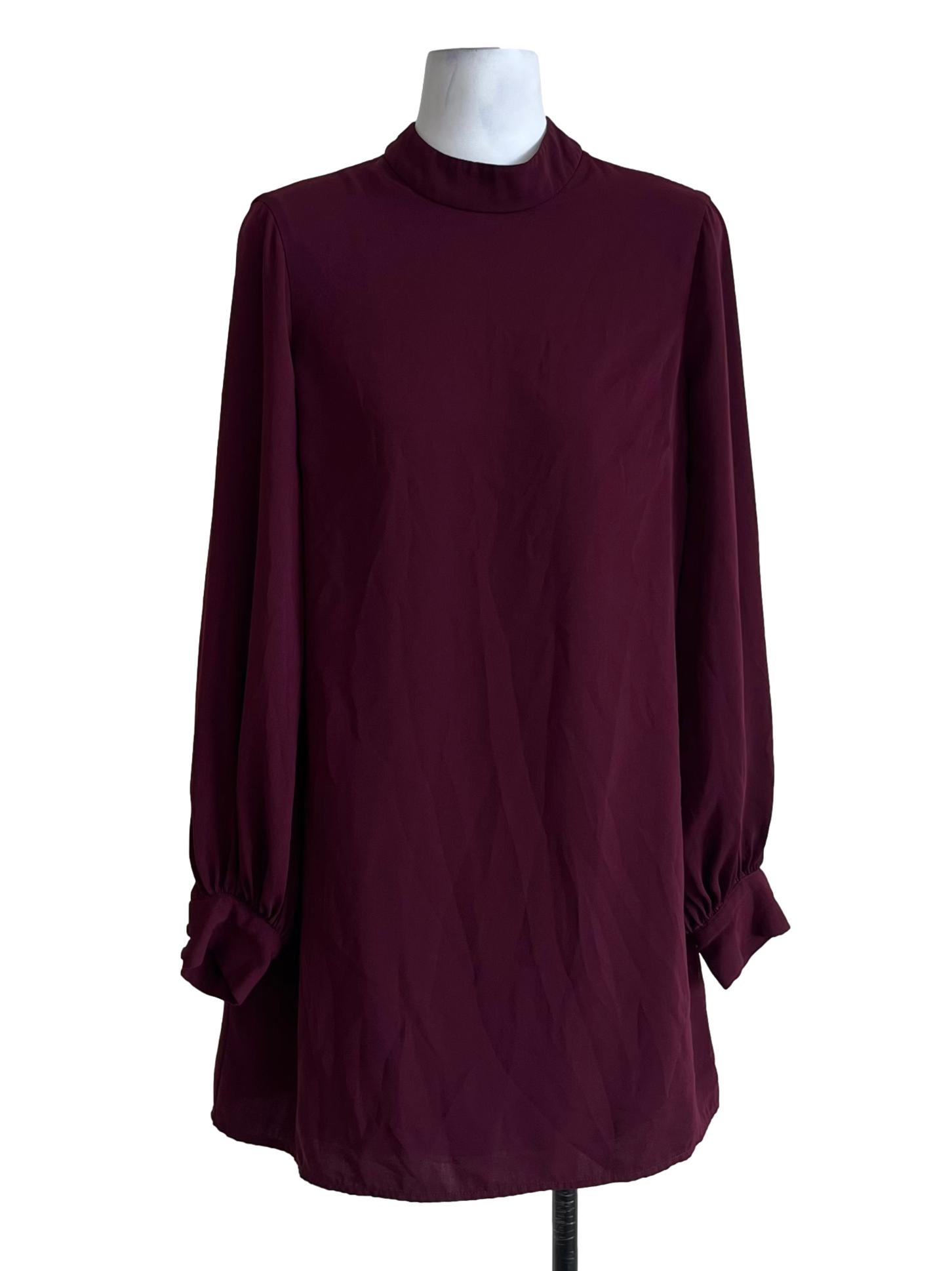Mulberry Purple High Collar Empire Dress