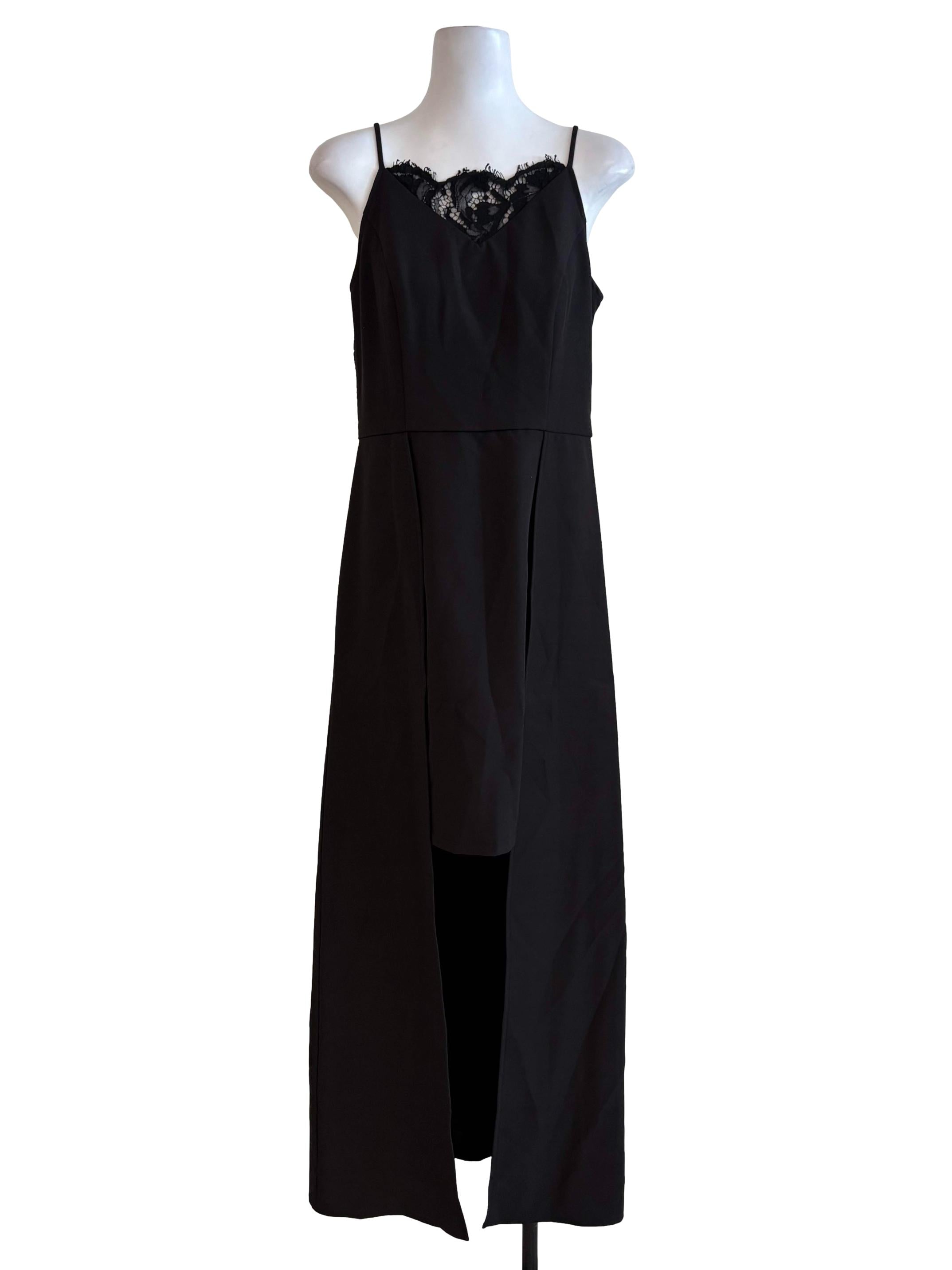 Black Back Lace Asymmetrical Dress