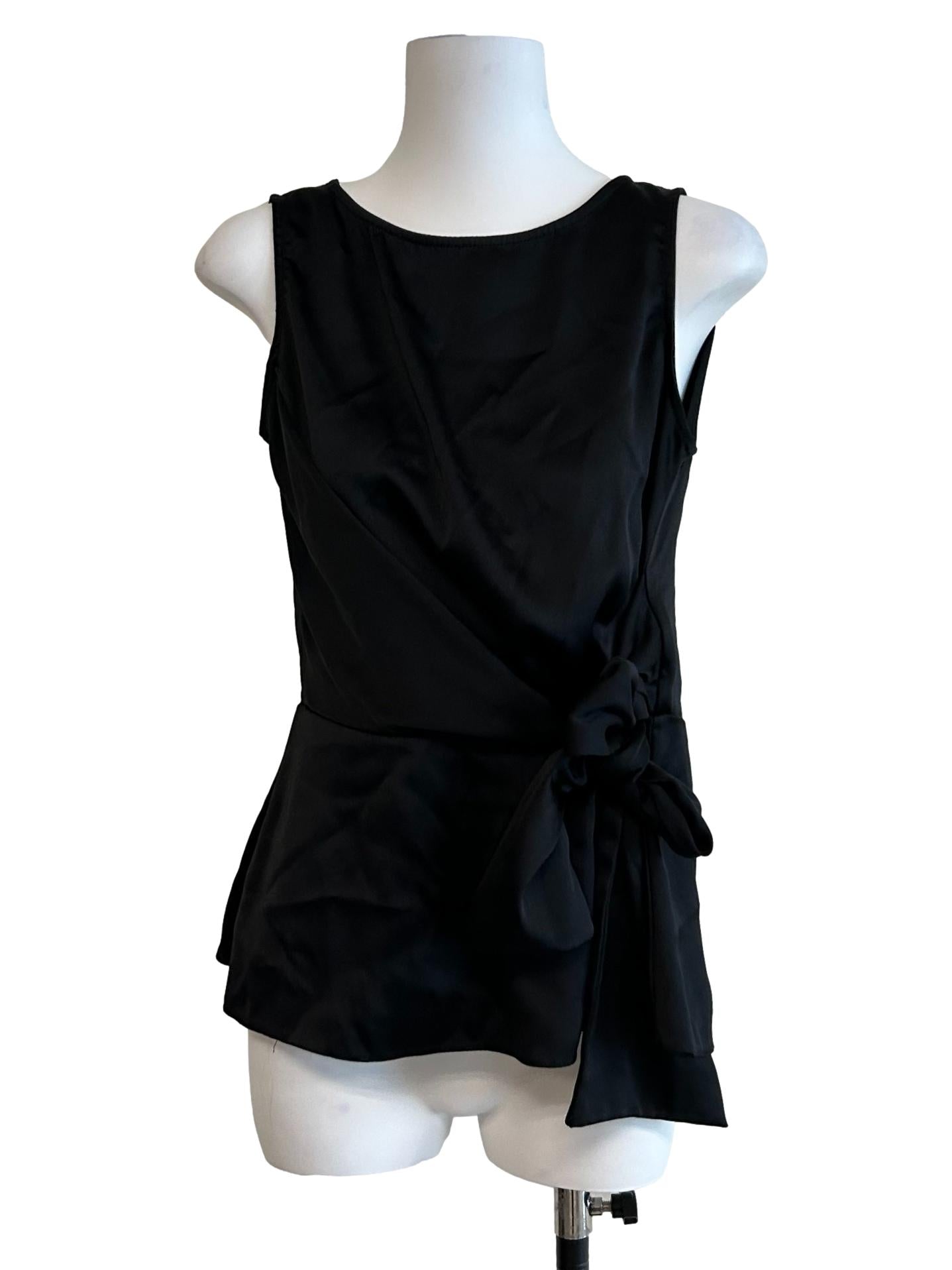 Satin Black Sleeveless Top