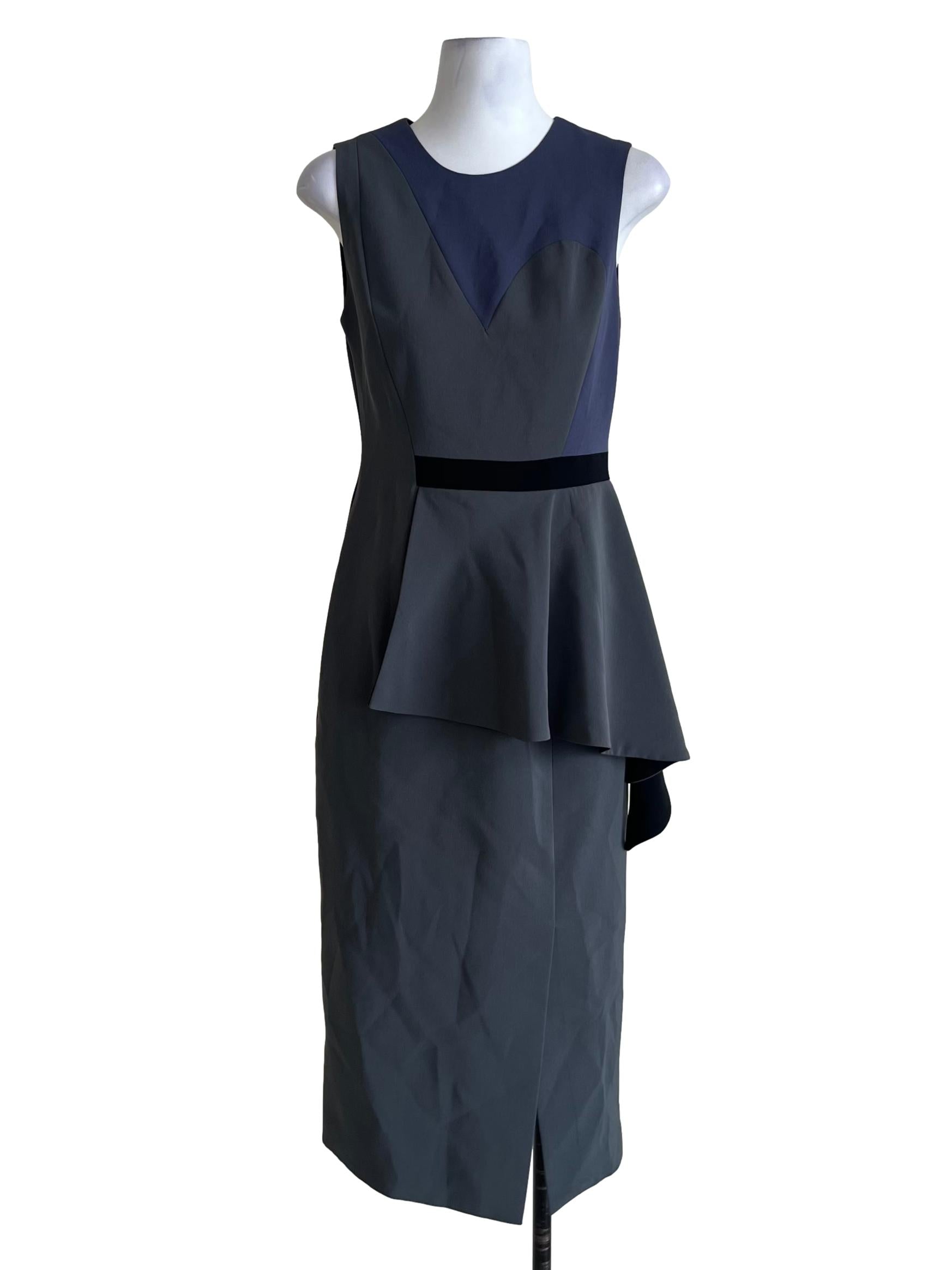 Lead Grey Jewel Neckline A-Line Dress
