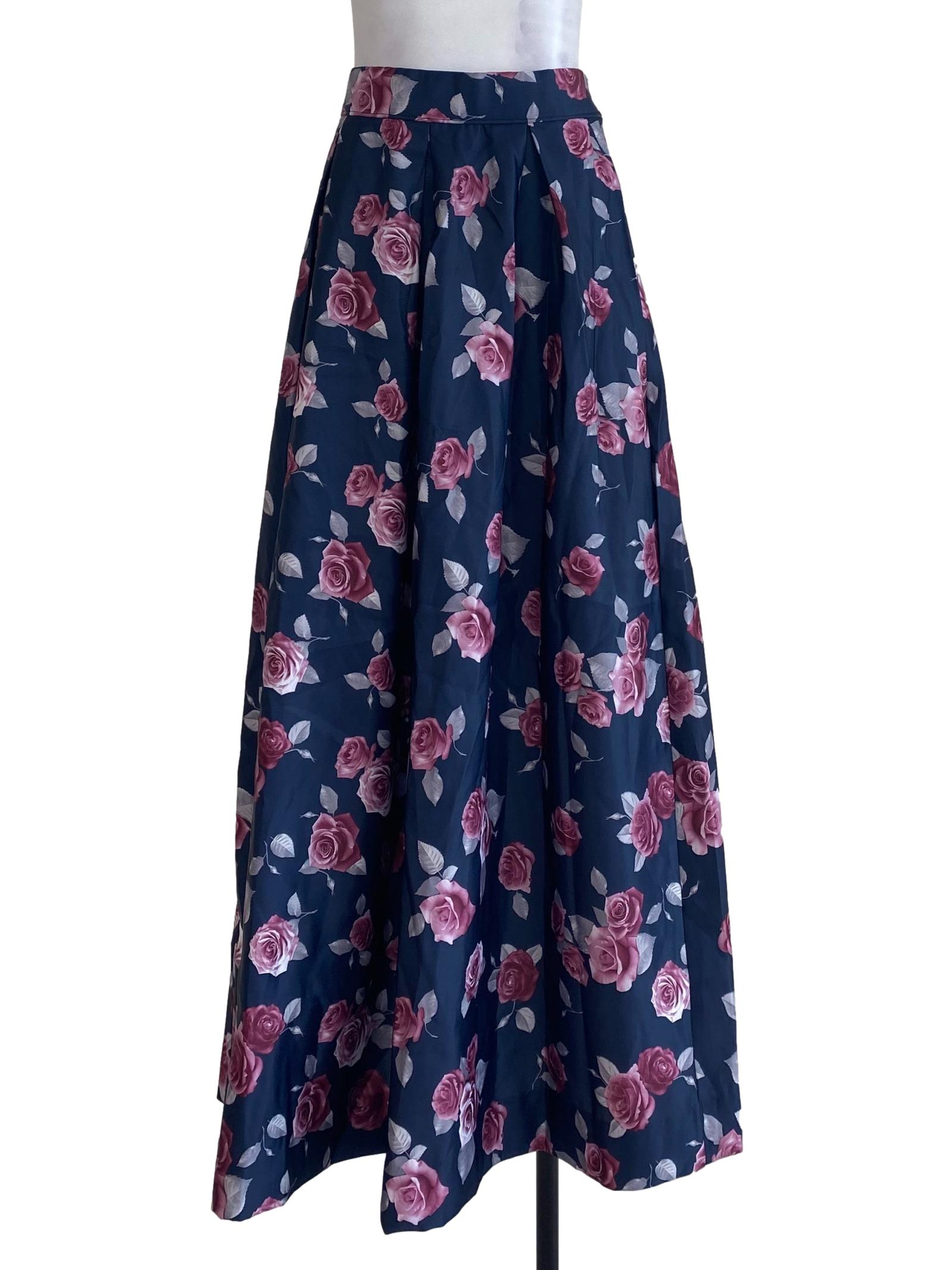 Navy Blue Floral Skirts