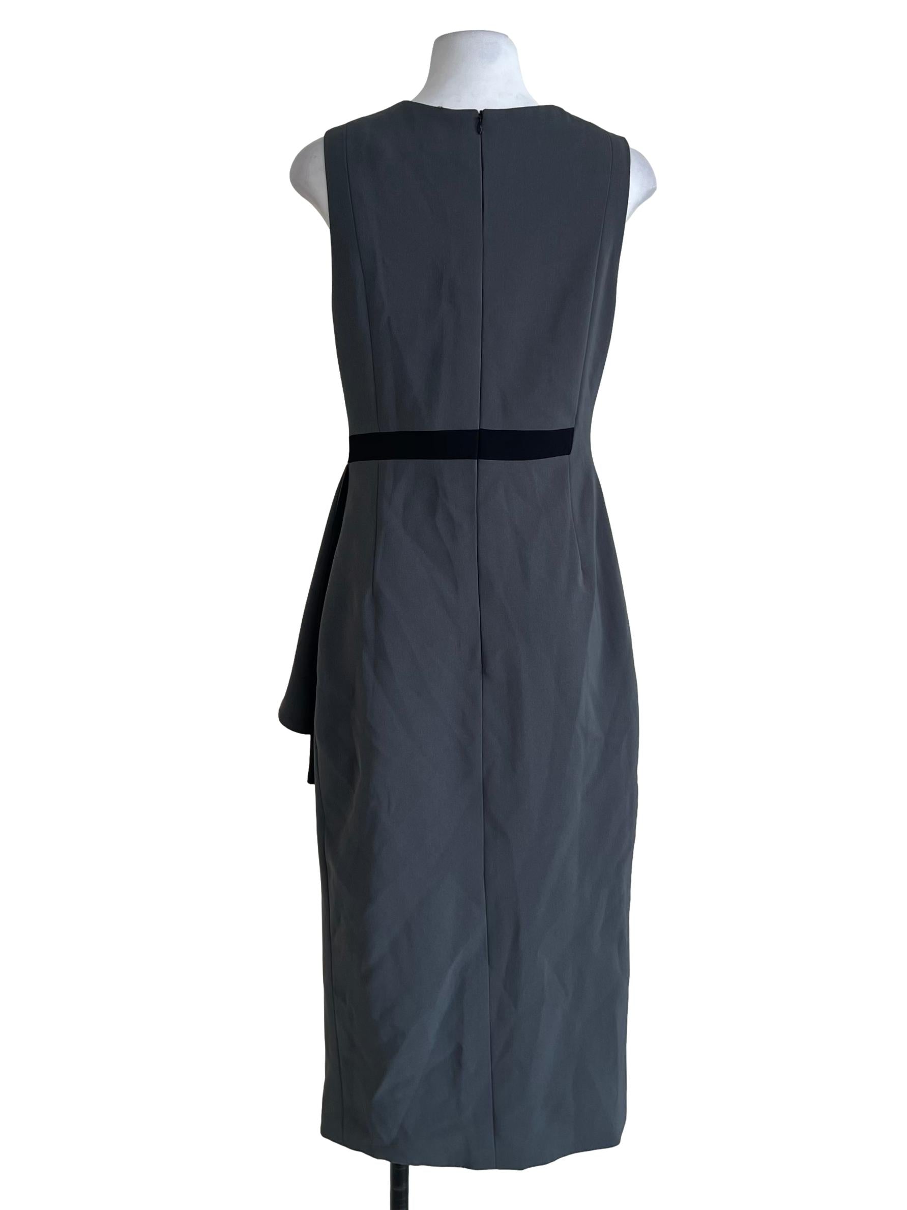 Lead Grey Jewel Neckline A-Line Dress