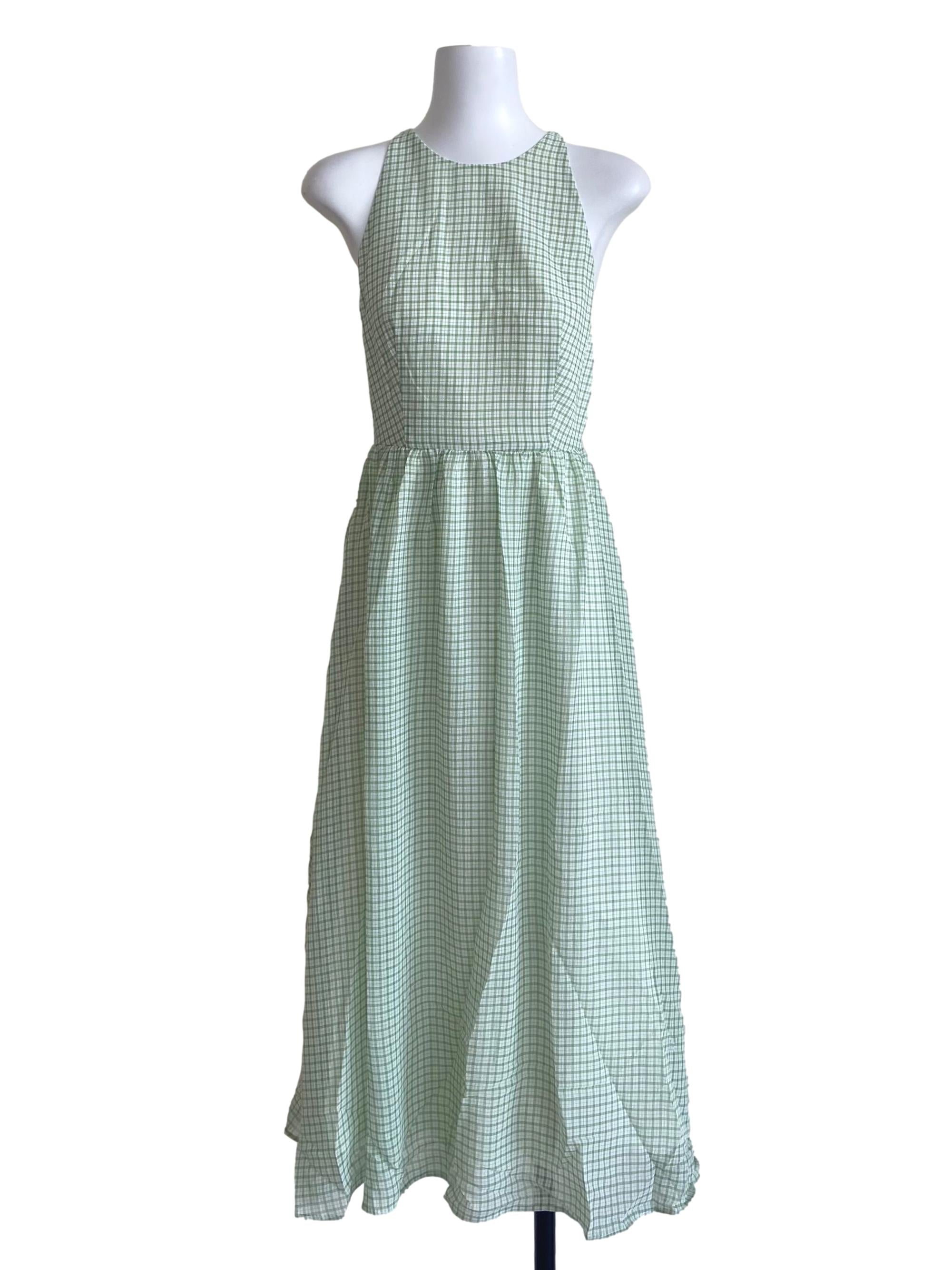 Green Gingham Midi Dress OSN