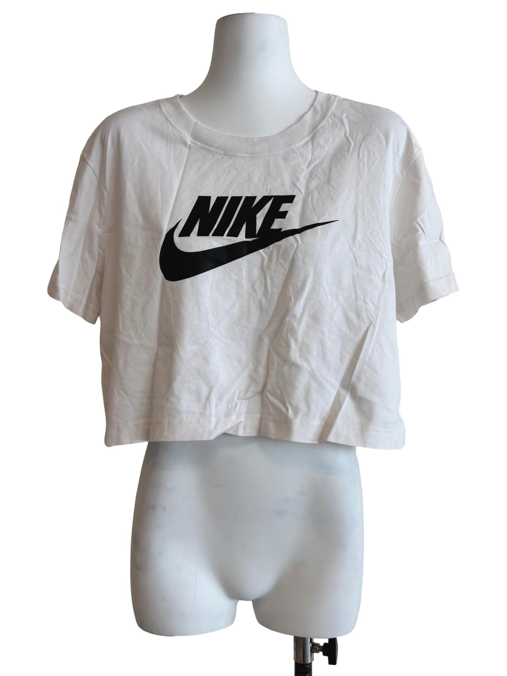 White Plain Logo Crop Tee