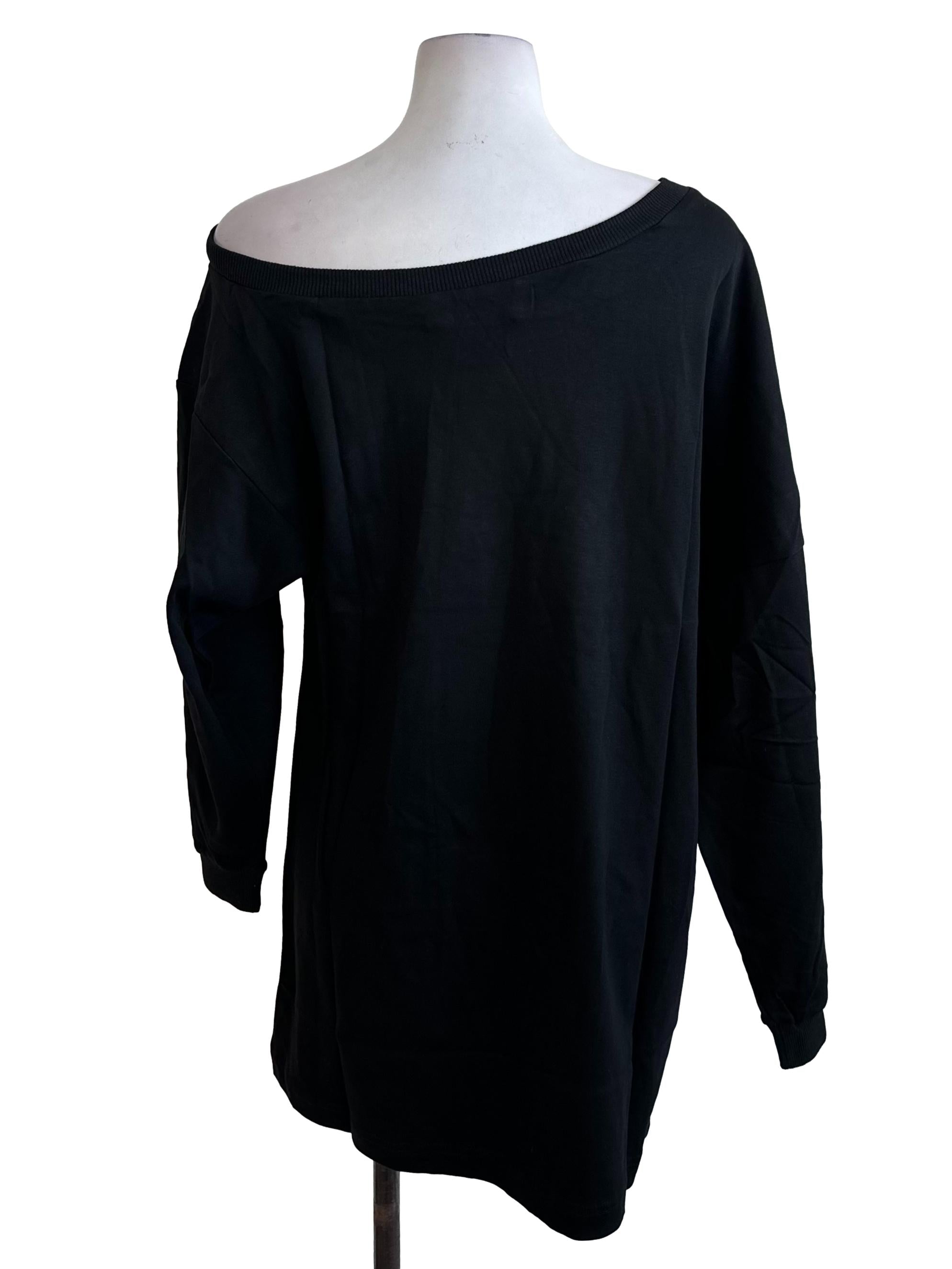 Onyx Black Asymmetric Off Shoulder Top