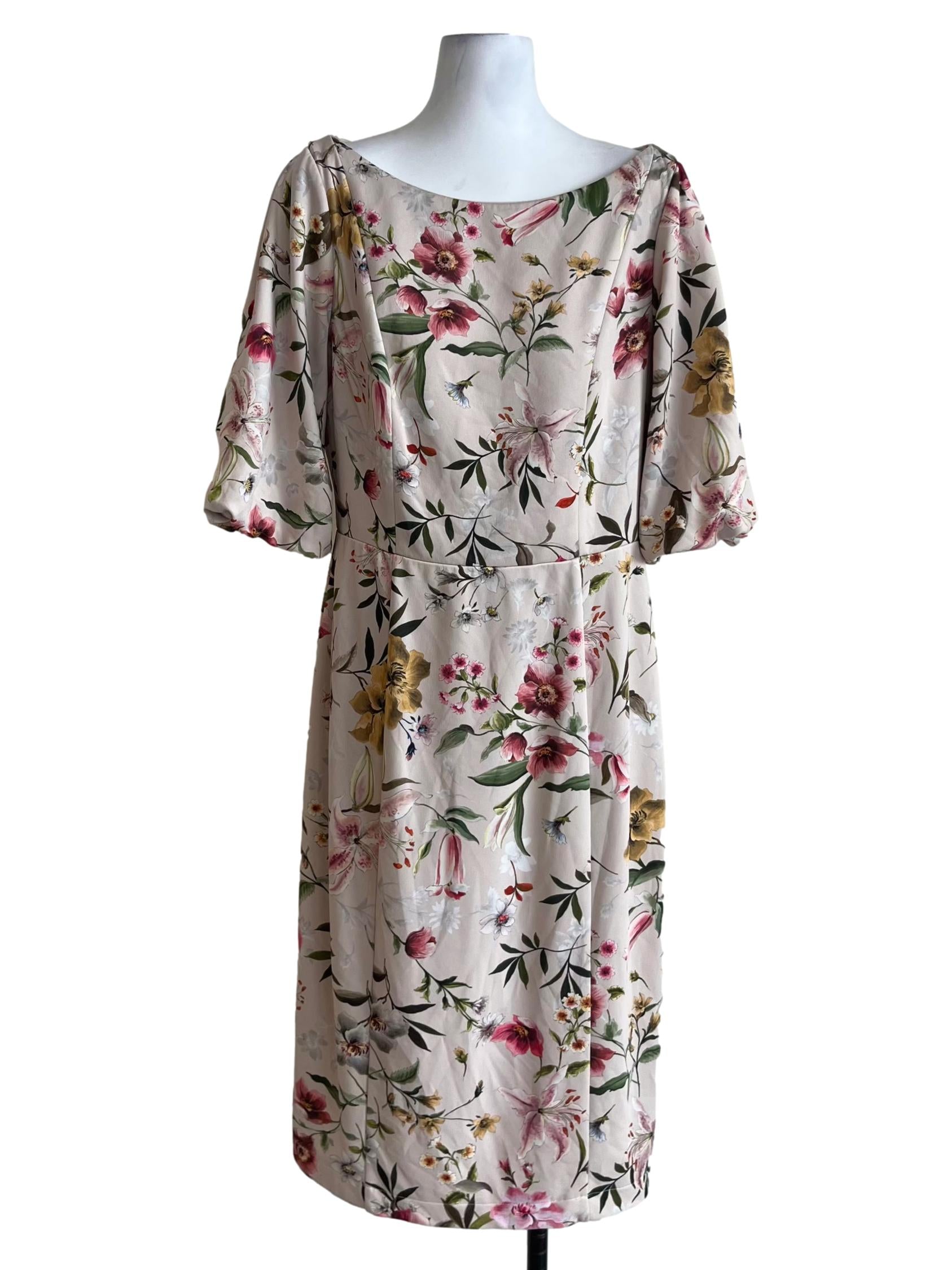 Beige Floral Empire Dress