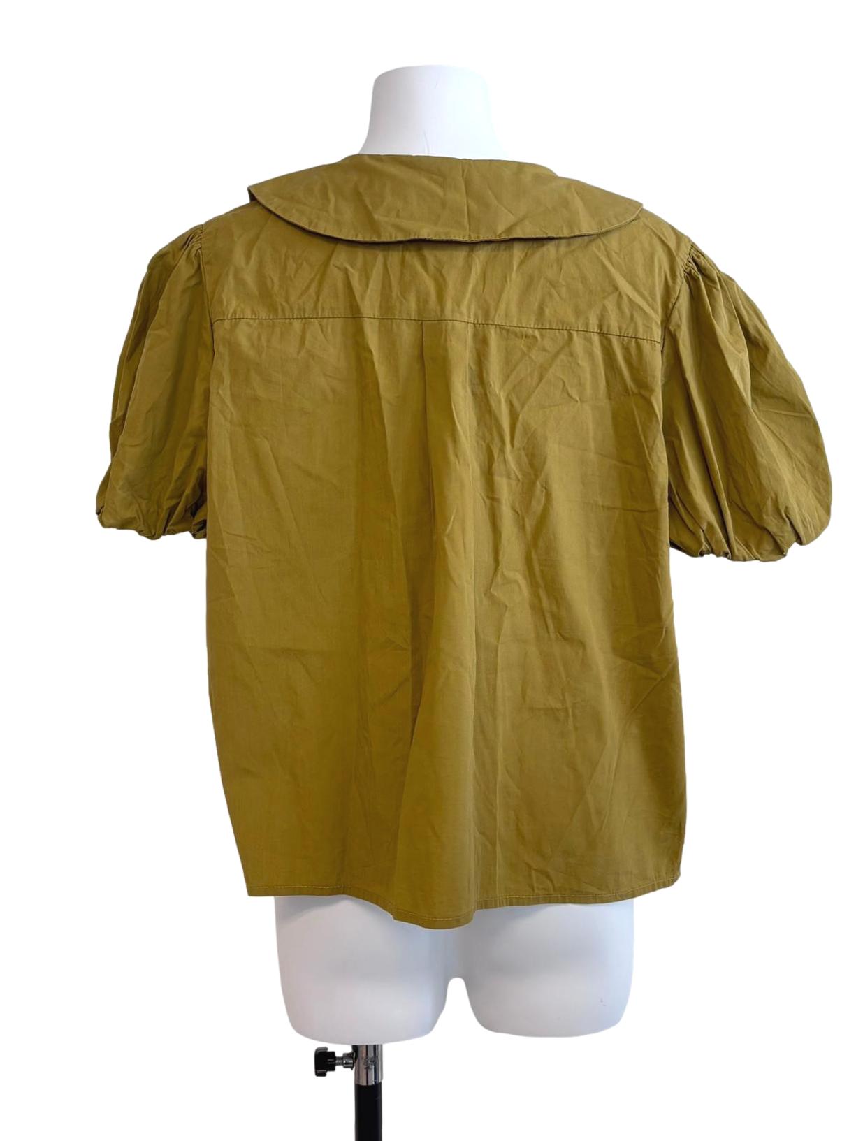 Olive Green Button Blouse