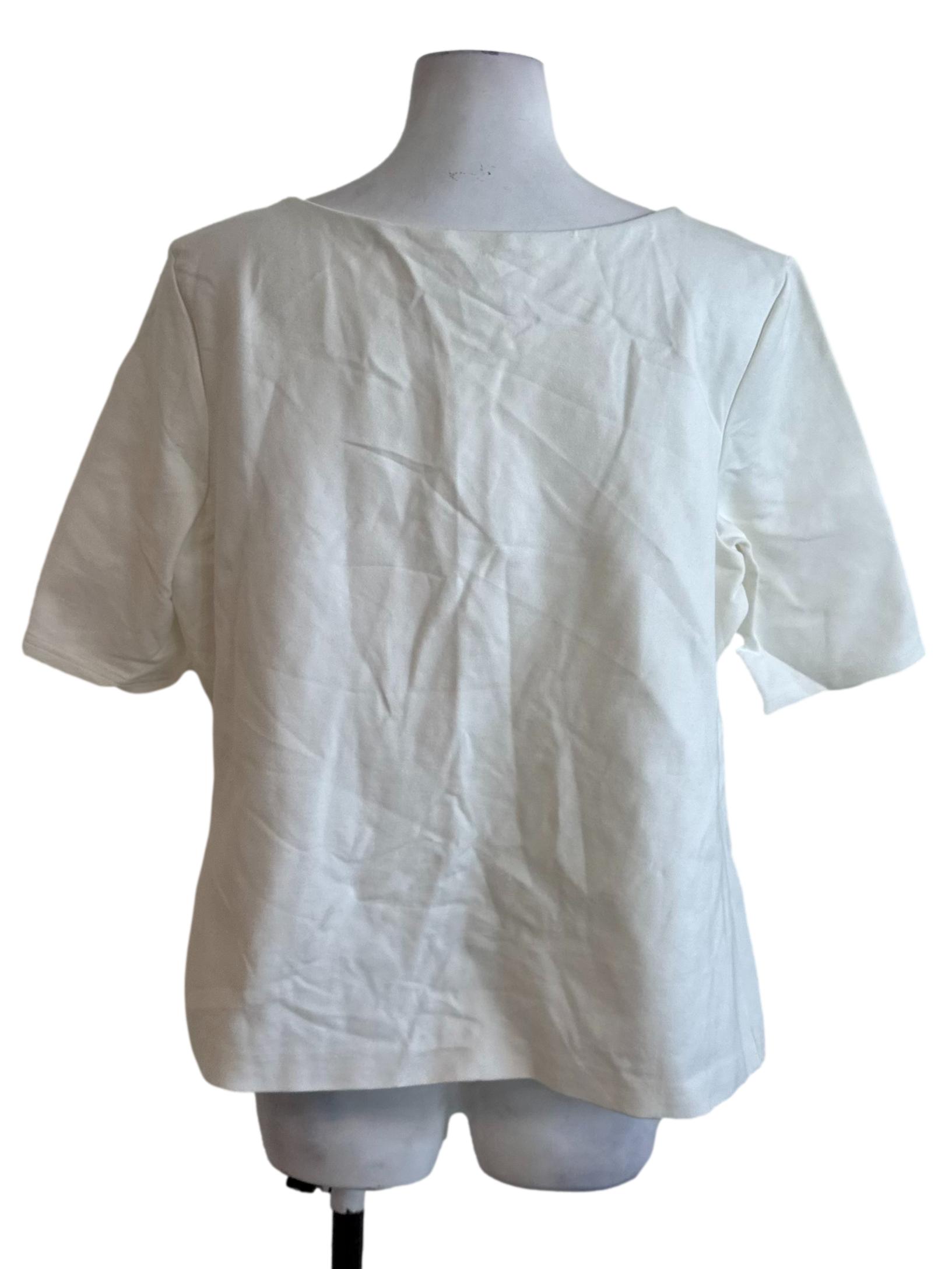 Ivory White Square Neck Short Sleeve Top