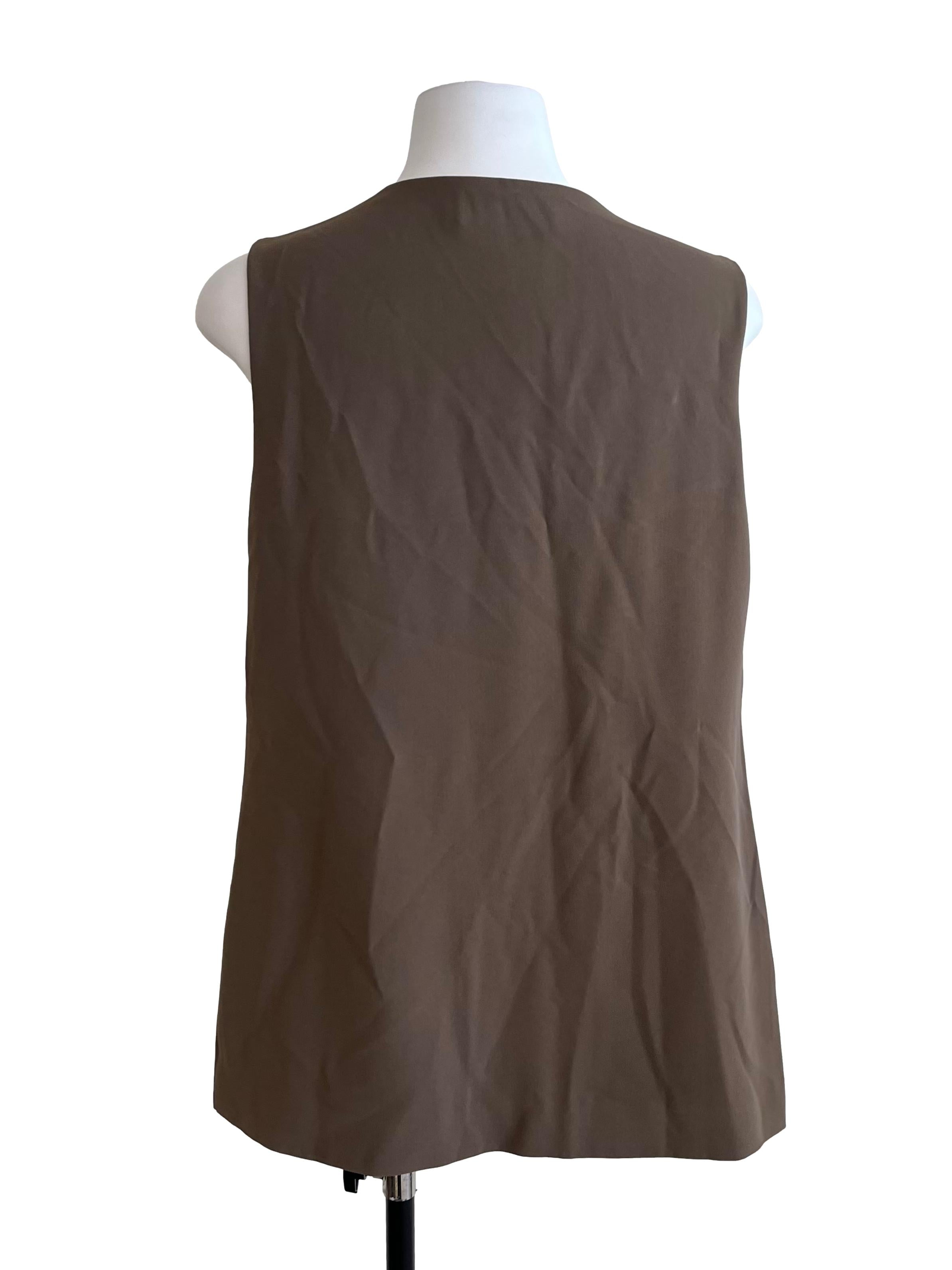 Sable Brown Overlap Vest Top
