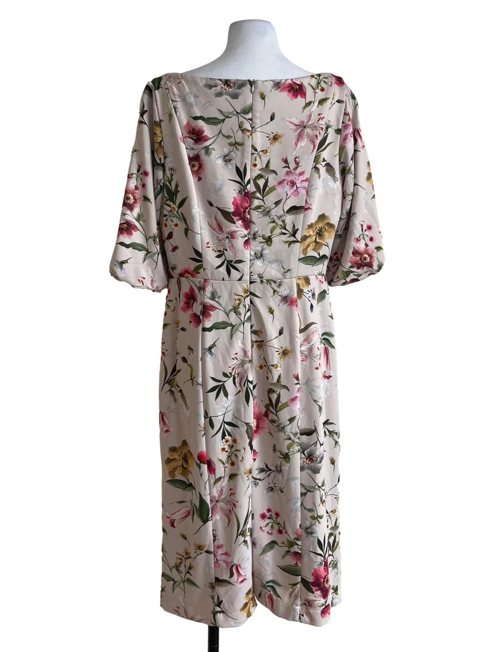 Beige Floral Empire Dress