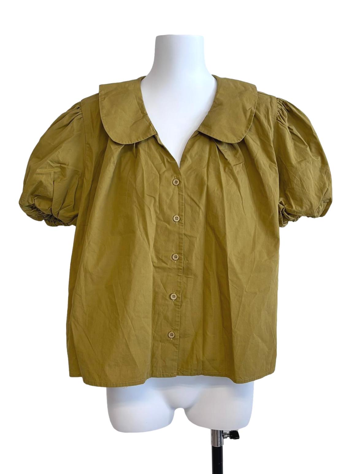 Olive Green Button Blouse