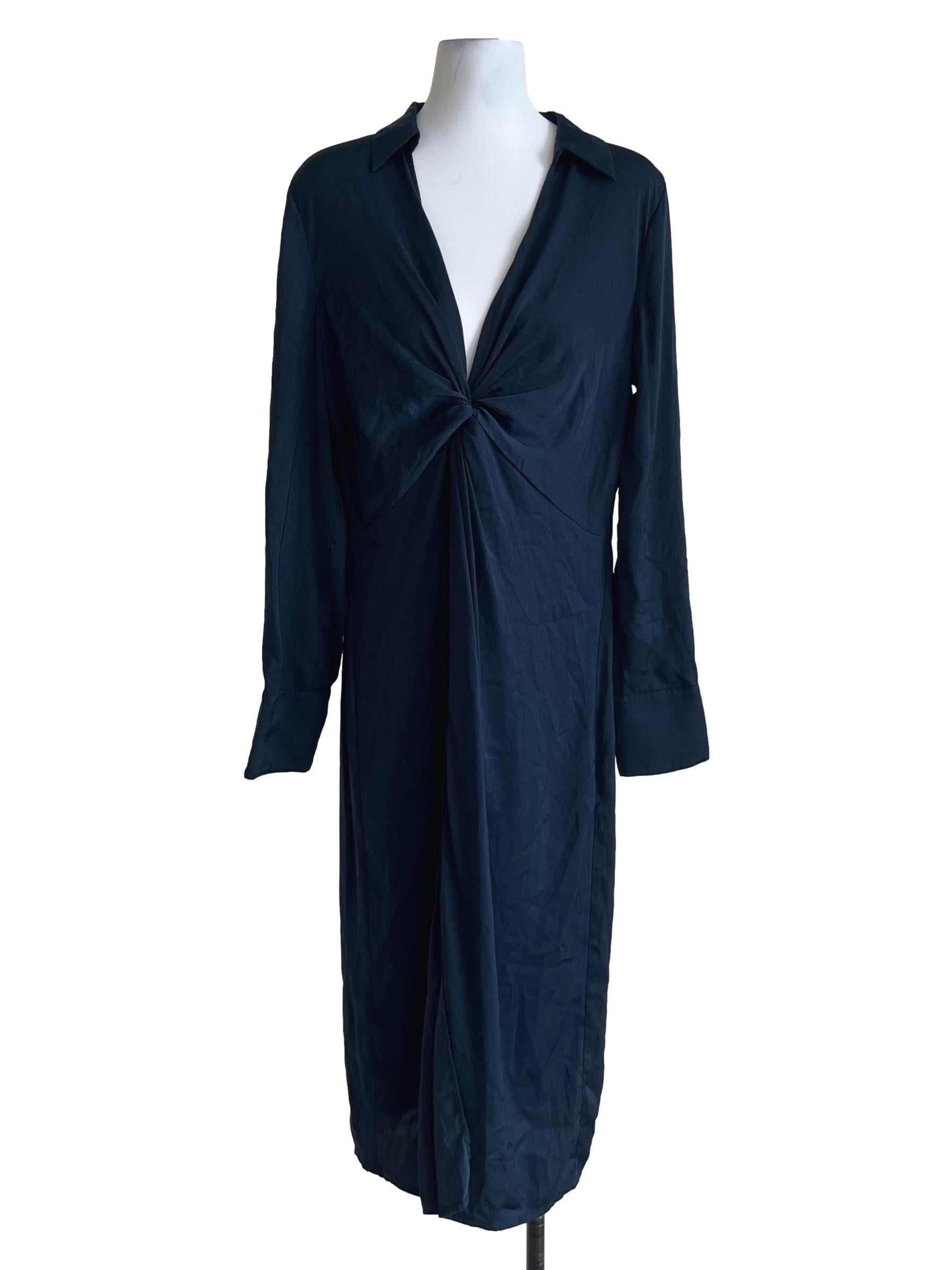 Peacock Blue Wing Collar Empire Dress
