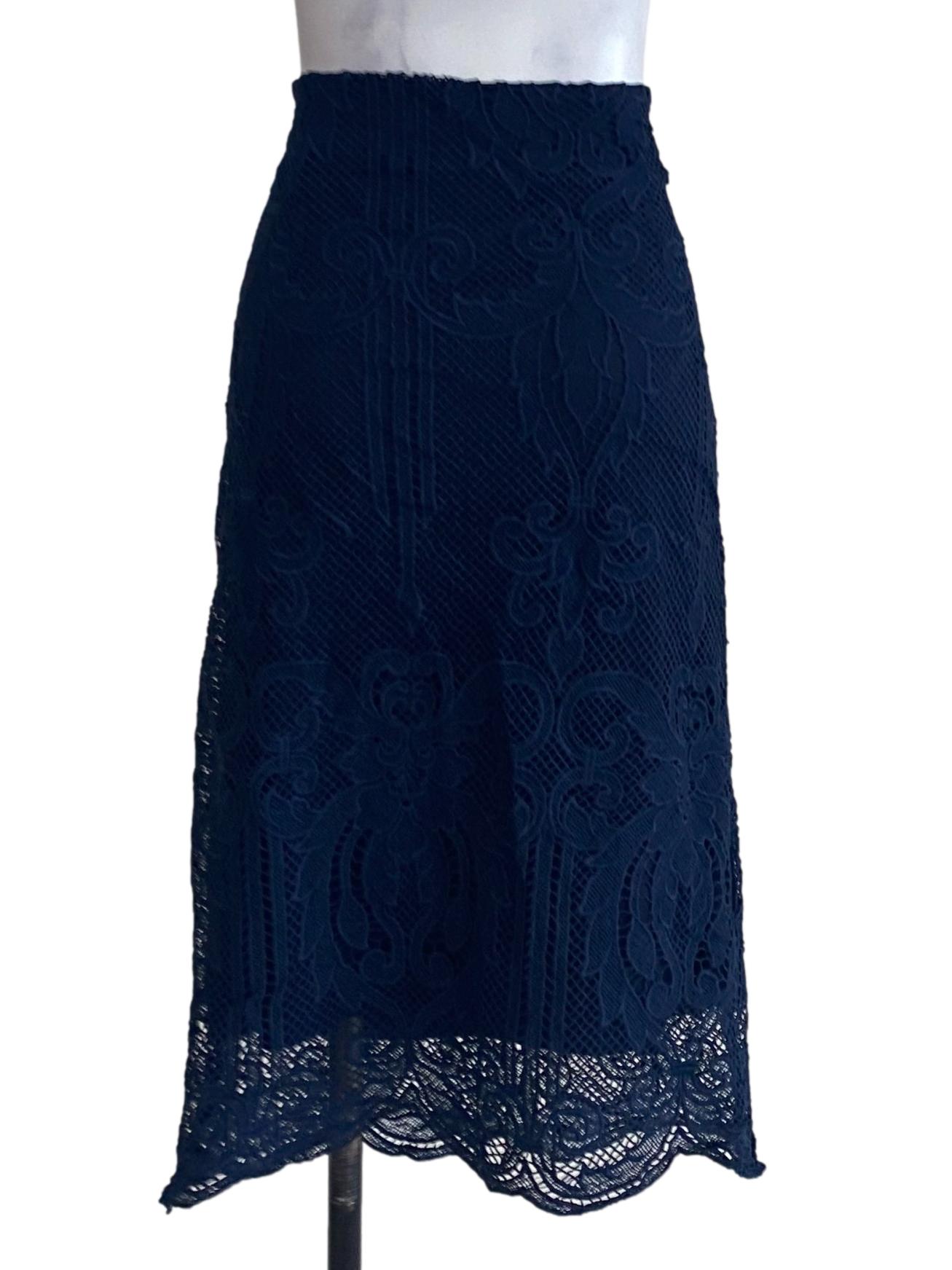 Blue Floral Lace Skirt