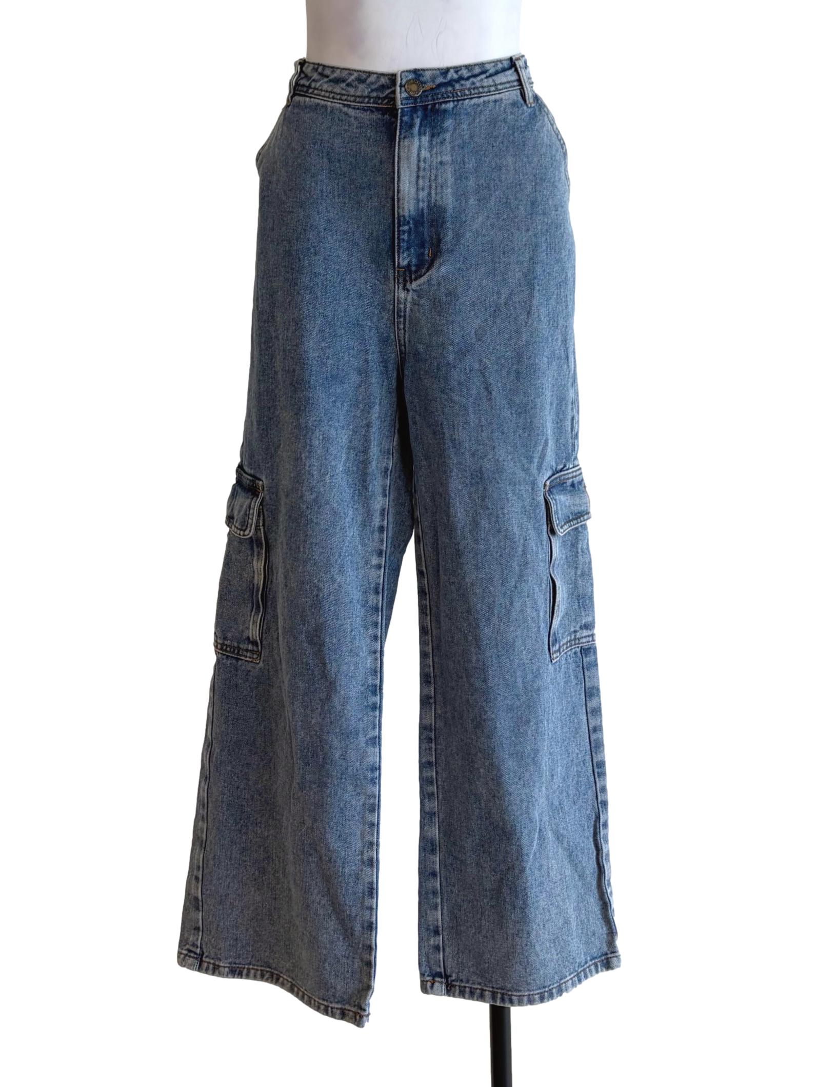 Sky Blue Denim Cargo Jeans Pants TCL