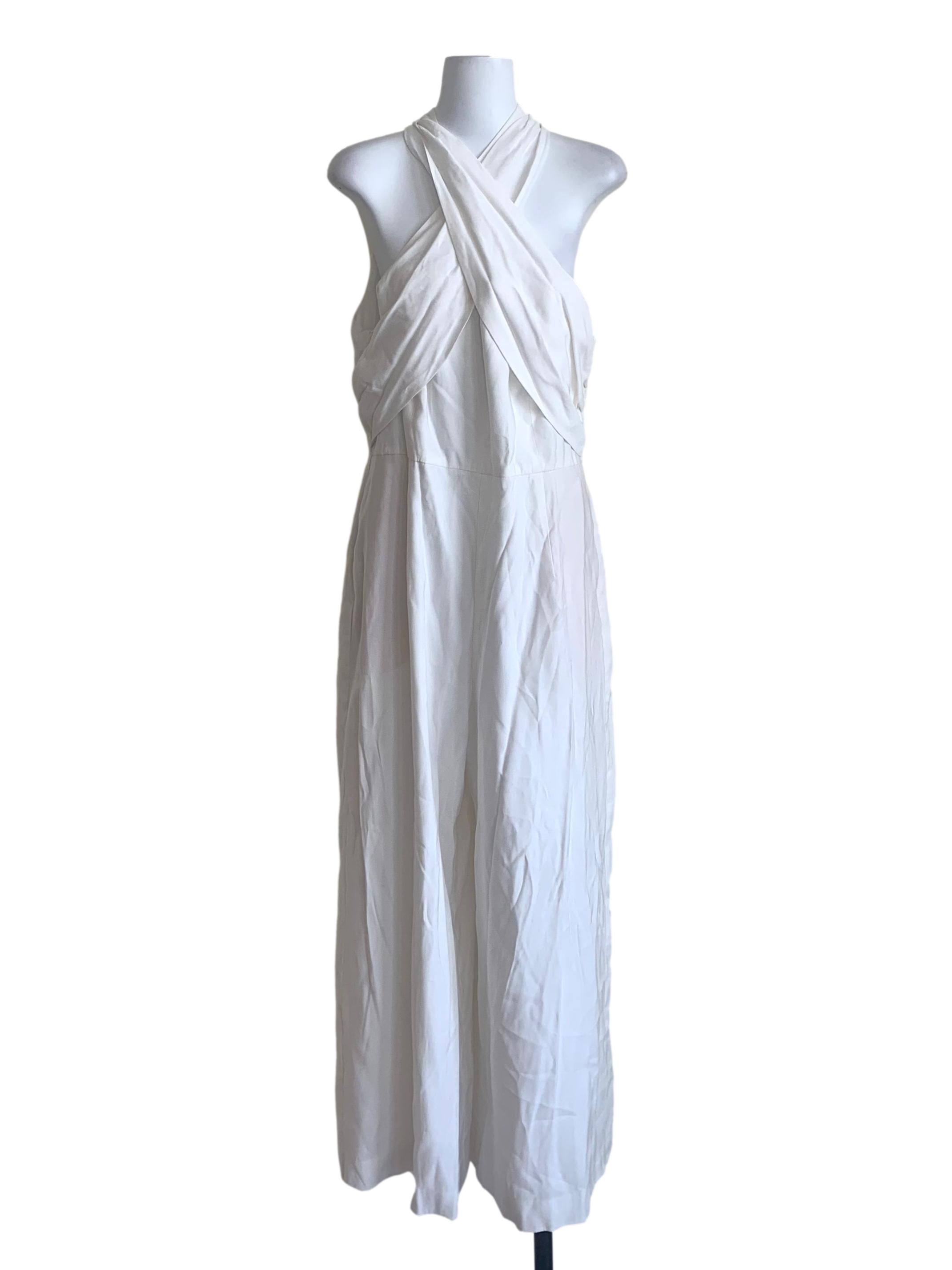 Chiffon White Halter Neck Jumpsuit