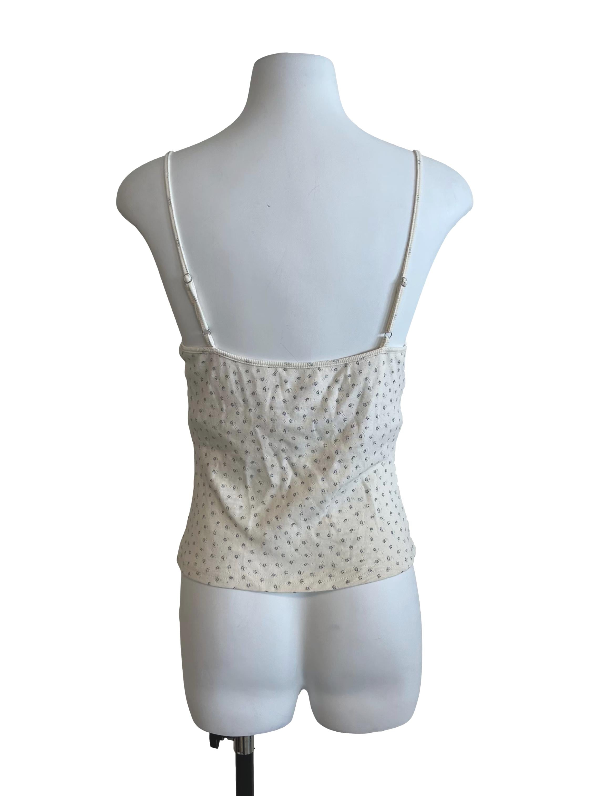 Off White Blue Floral Tank Top
