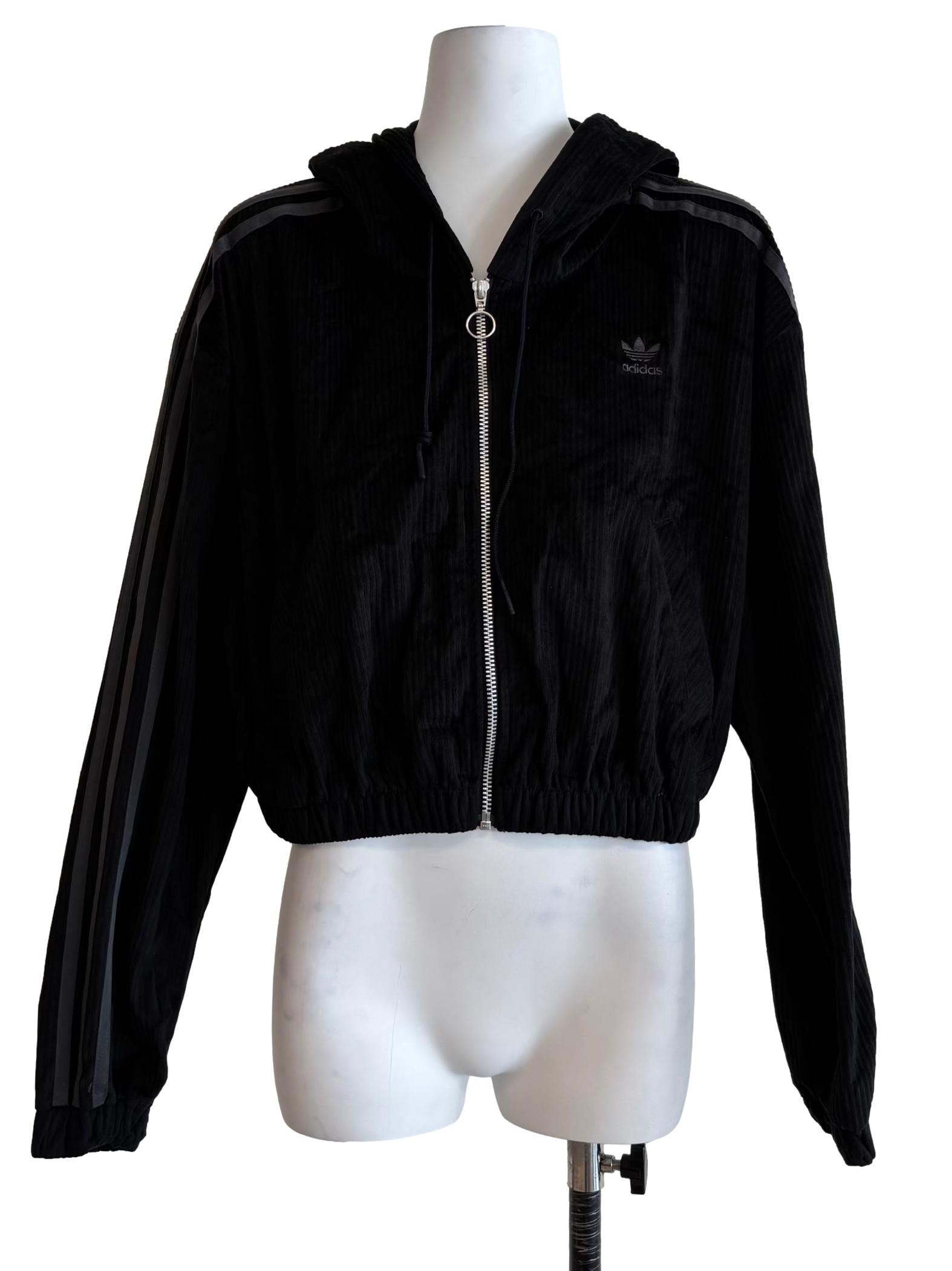 Black Zipped Crop Hoodie