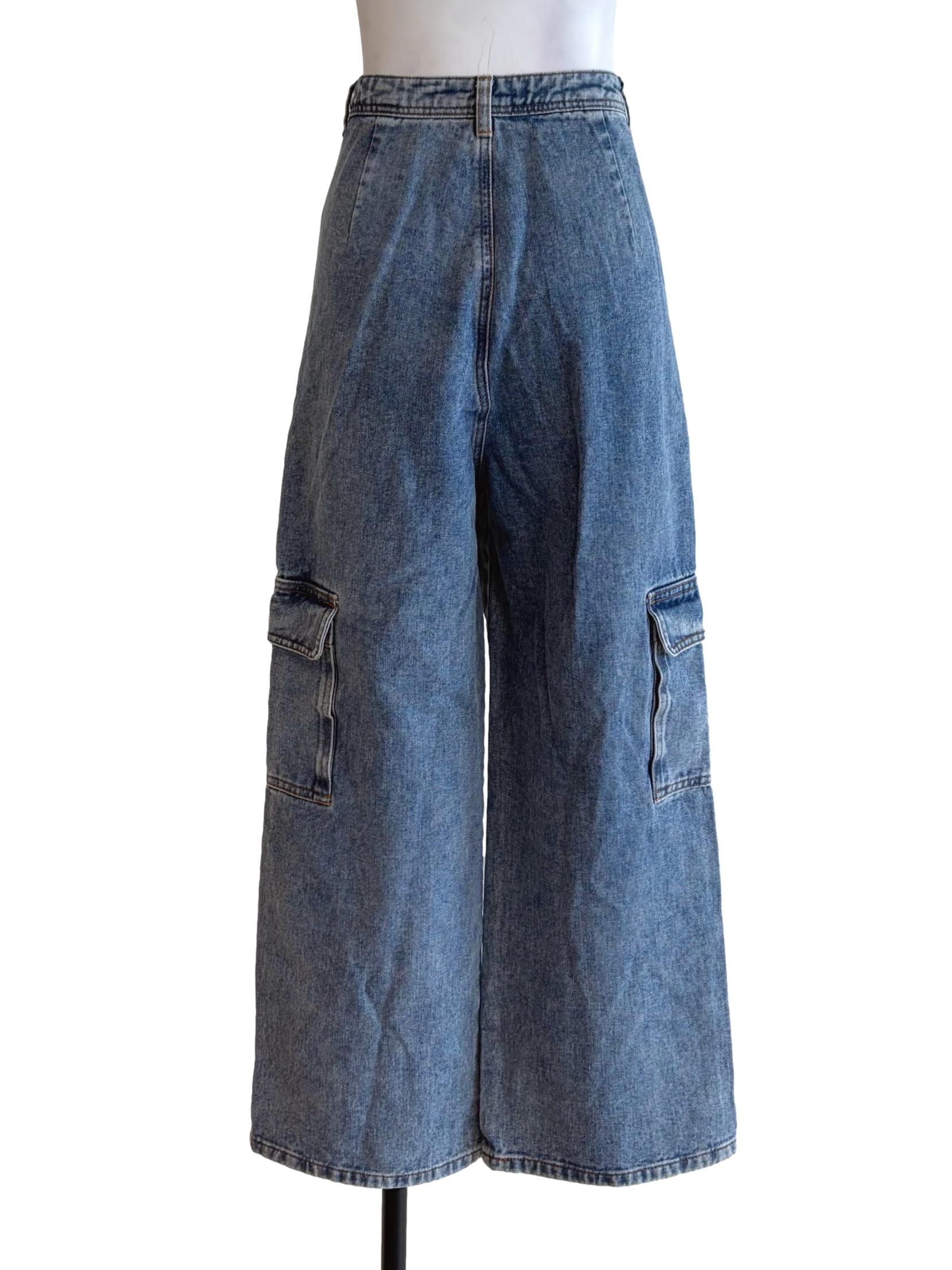 Sky Blue Denim Cargo Jeans Pants TCL