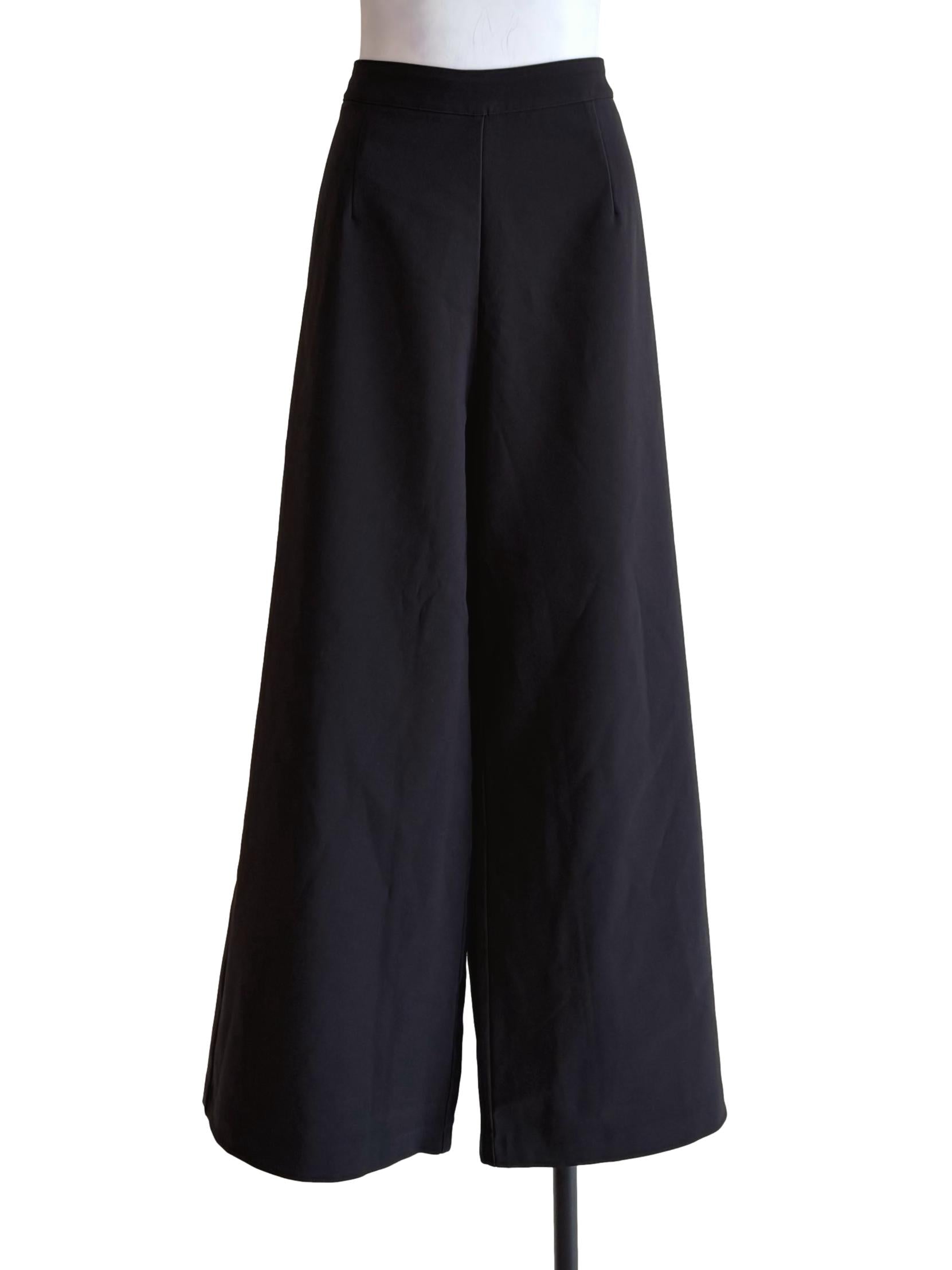 Pitch Black Straight Wide Leg Pants