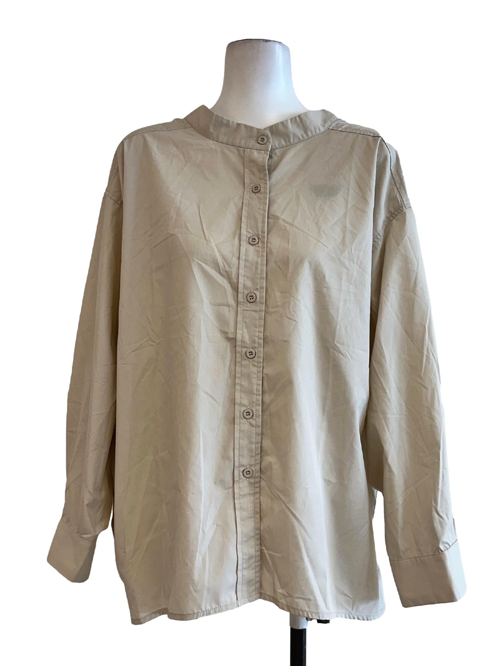 Beige Long Sleeves Blouse