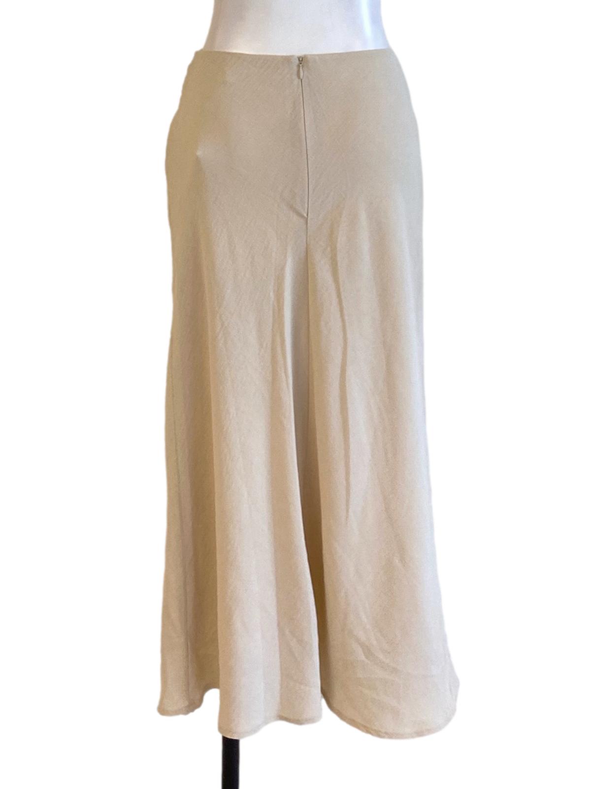 Beige Brown Textured Zipped Loose Long Skirt LB