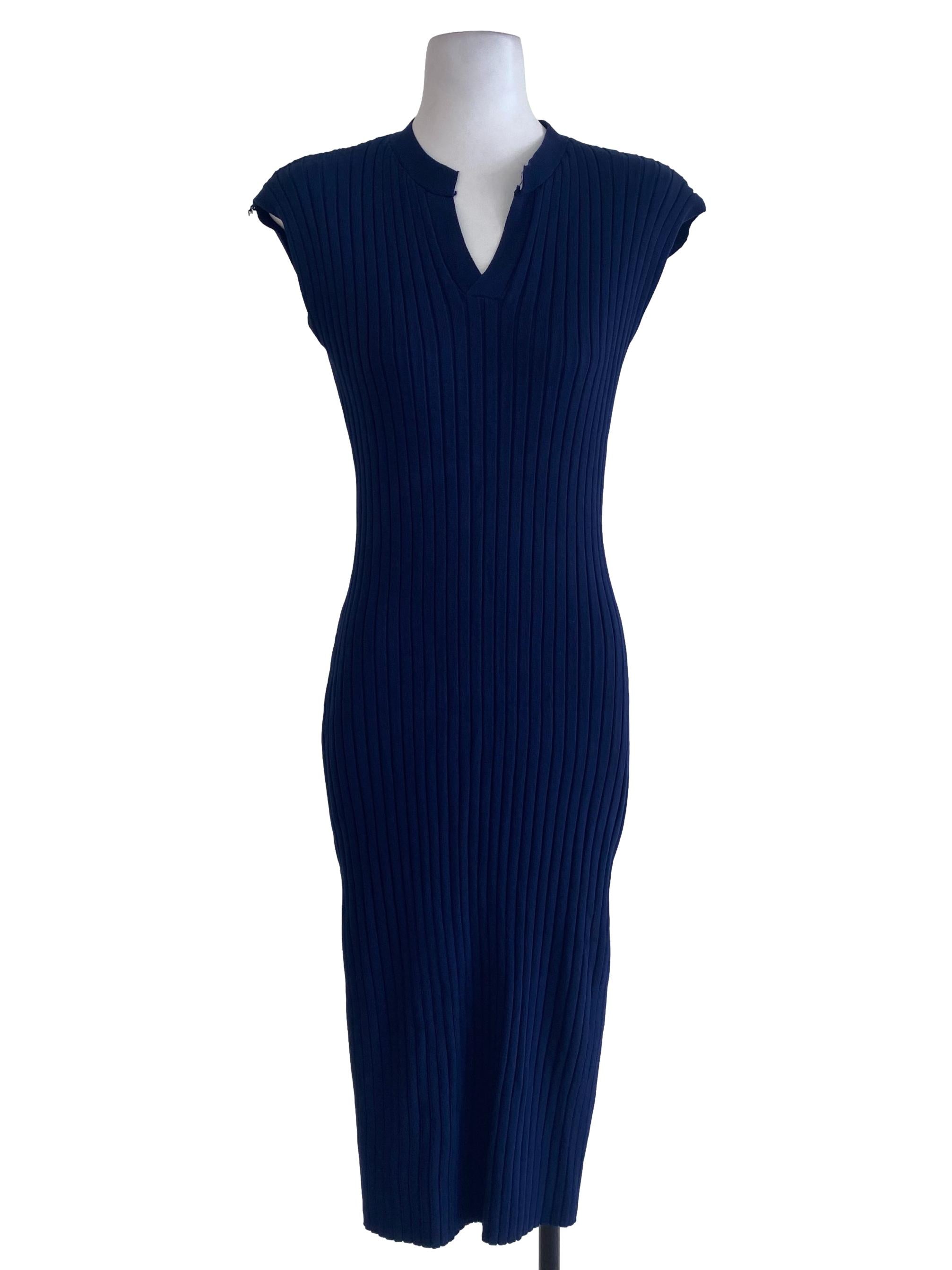 Navy Blue Knitted Bodycon Dress