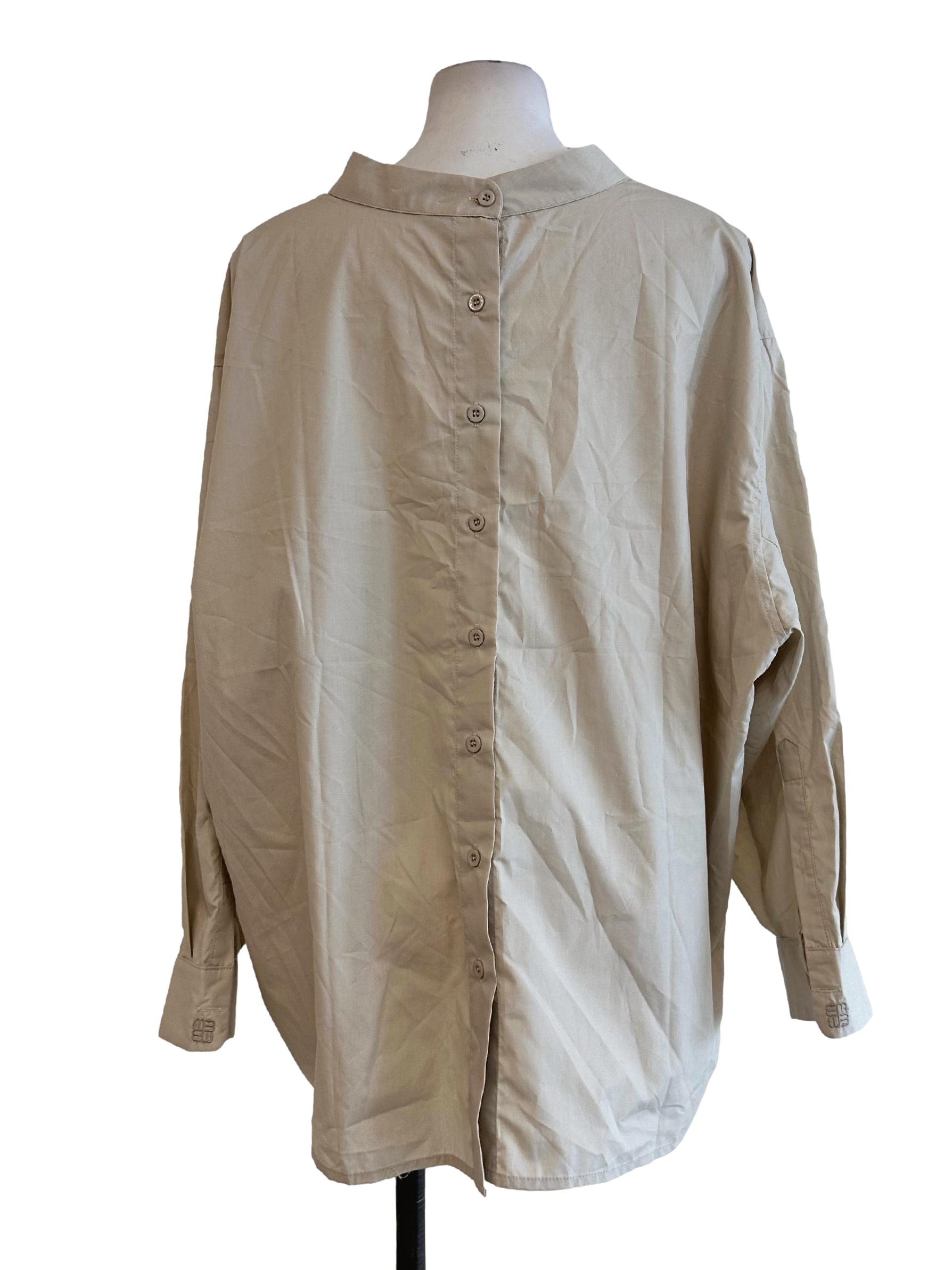 Beige Long Sleeves Blouse