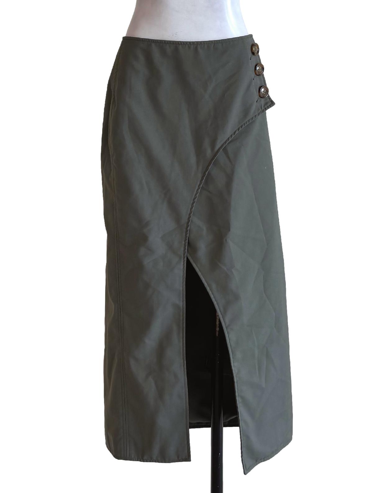Army Green Front Slit Skirt