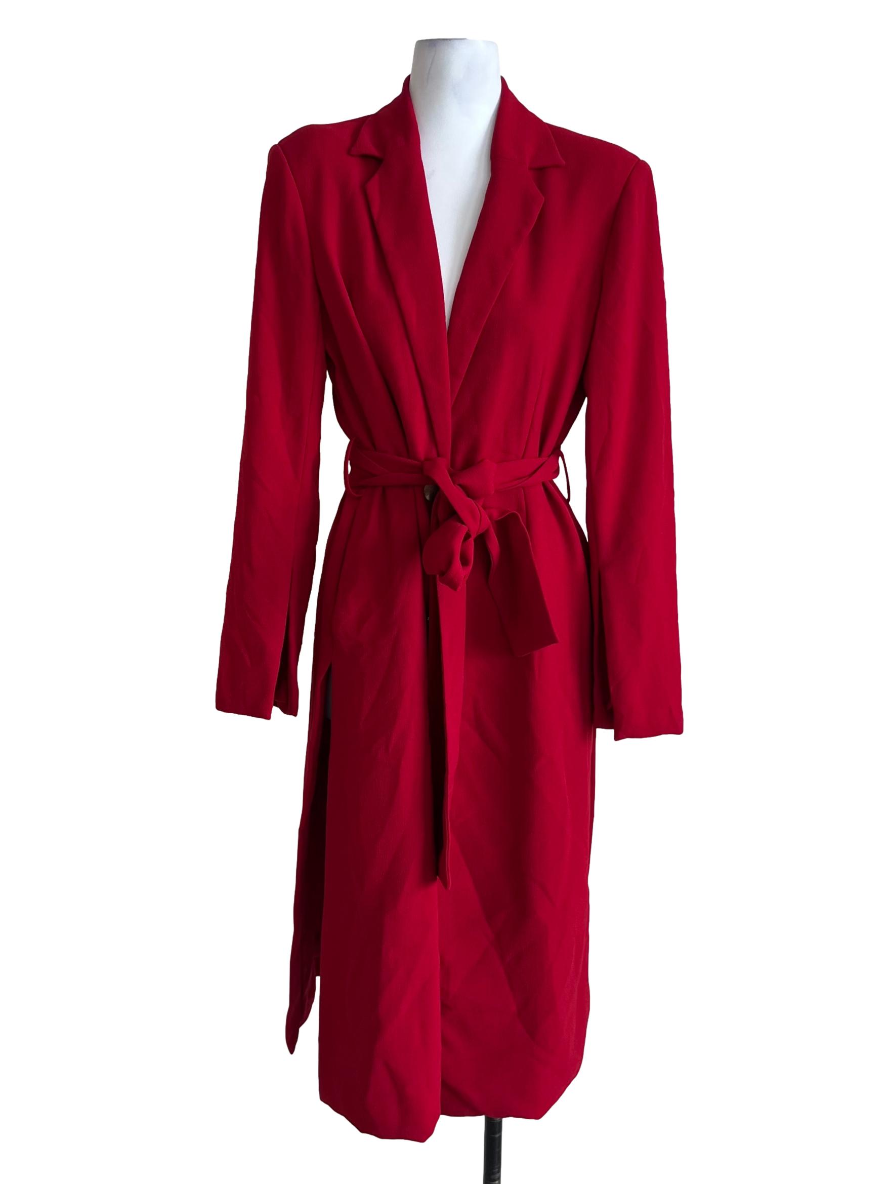 Candy Red Notched Collar Single-Breasted Blazer