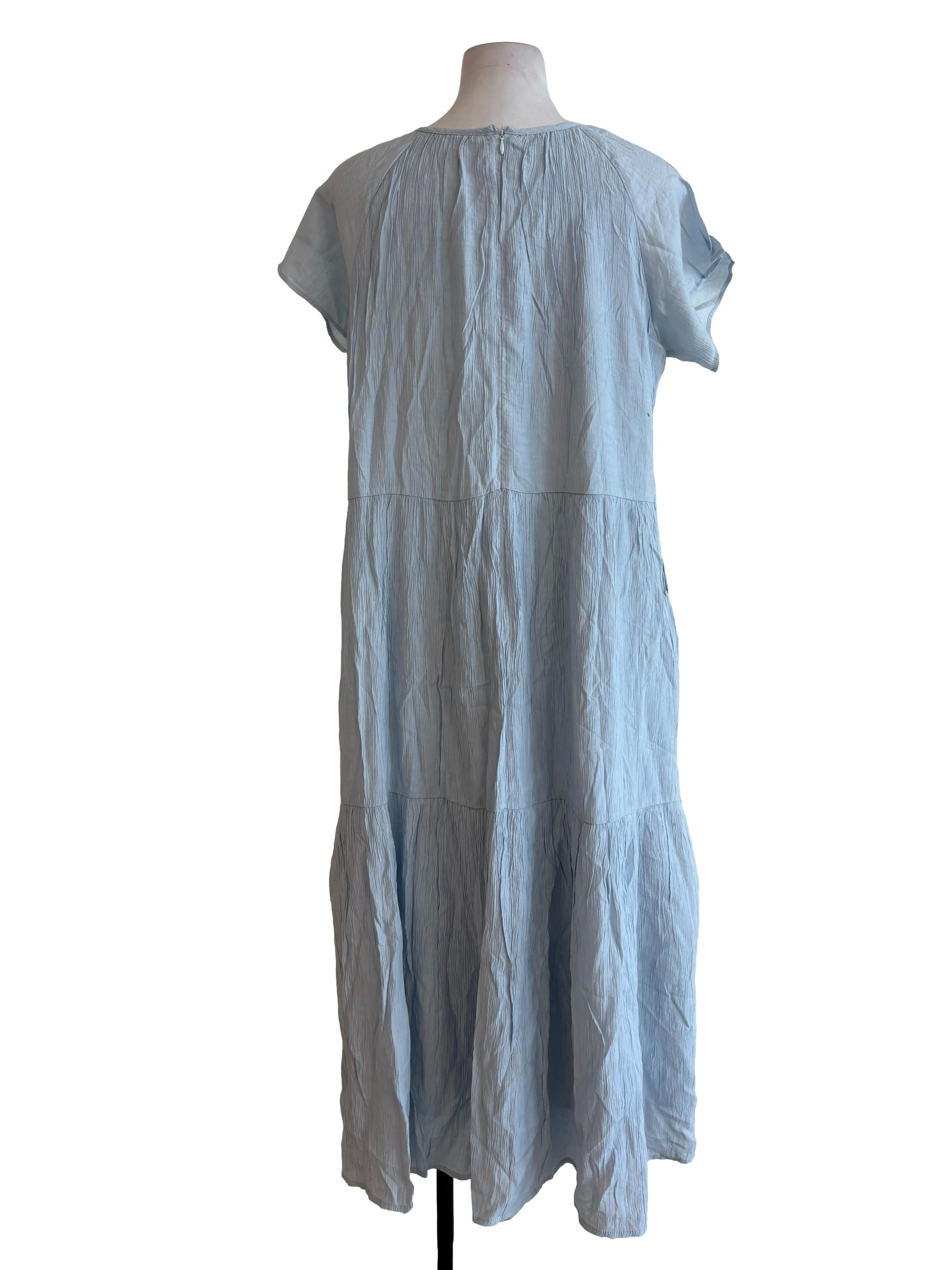 Skyblue Crinckled Tierred Dress