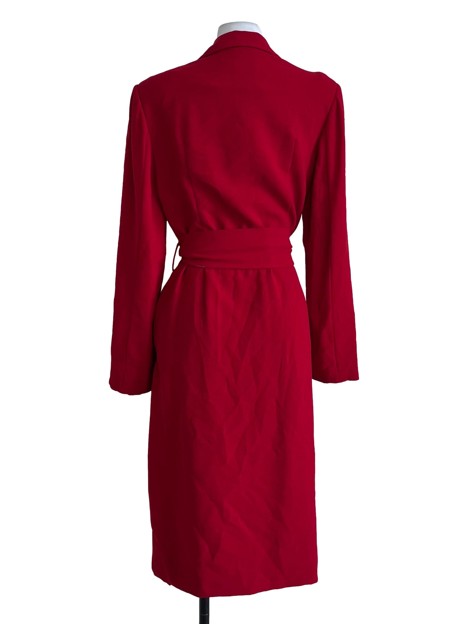 Candy Red Notched Collar Single-Breasted Blazer